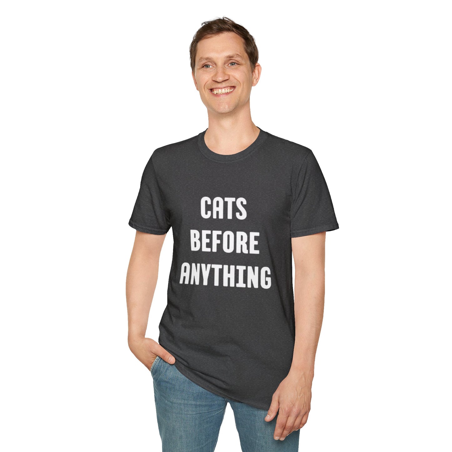 "Cats Before Anything" Premium Soft Tee | Funny Cat Shirt for Women & Men | Ultimate Cat Lover's Purr-fect Gift