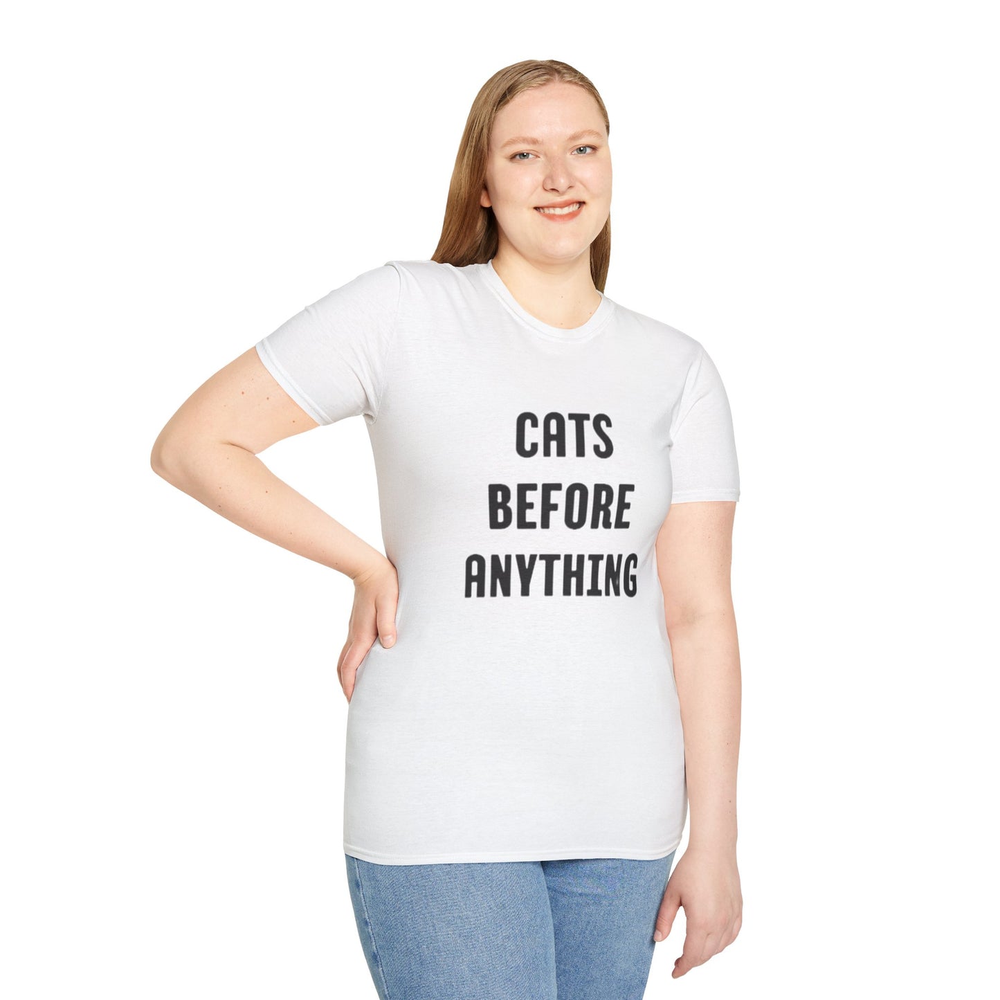"Cats Before Anything" Premium Soft Tee | Funny Cat Shirt for Women & Men | Ultimate Cat Lover's Purr-fect Gift