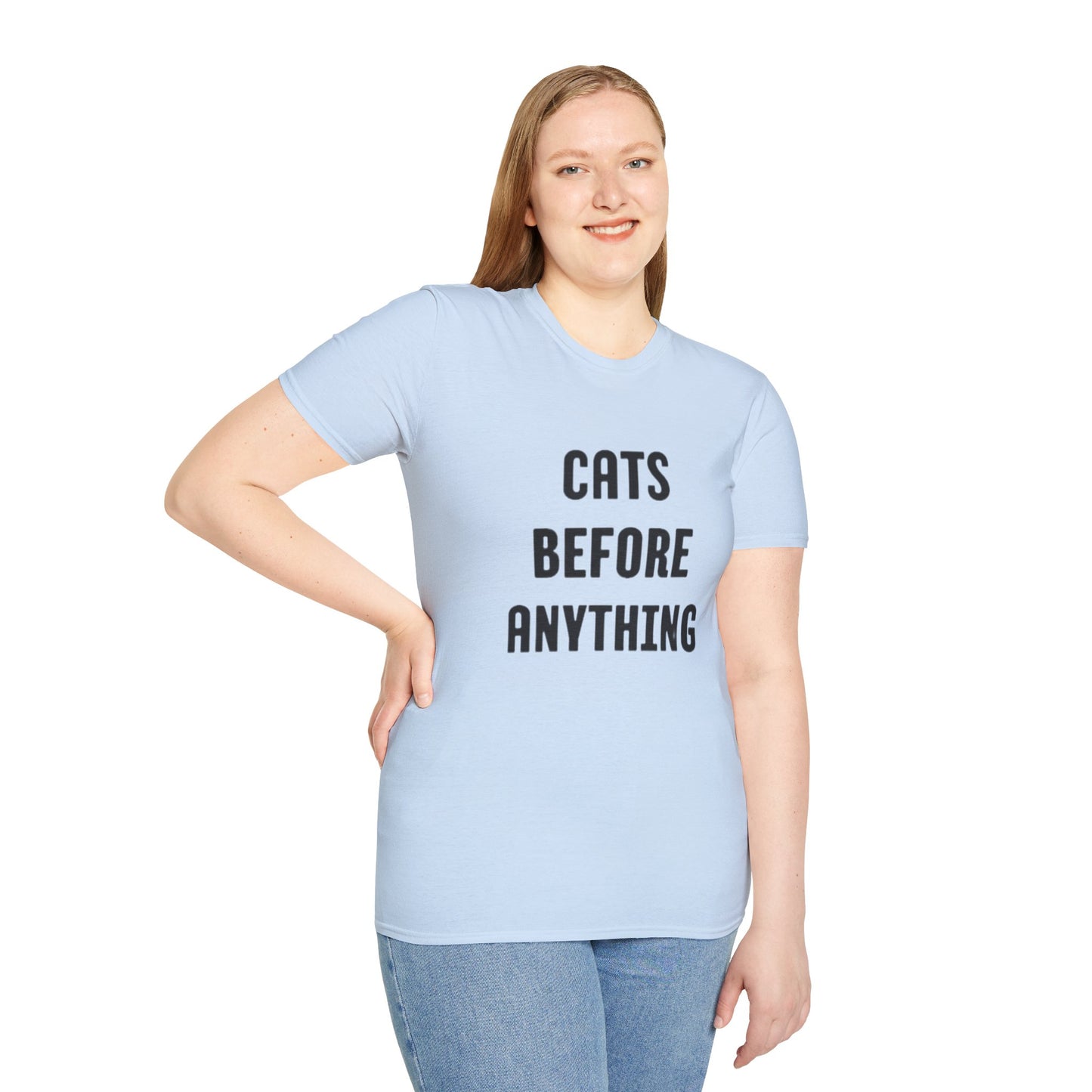 "Cats Before Anything" Premium Soft Tee | Funny Cat Shirt for Women & Men | Ultimate Cat Lover's Purr-fect Gift