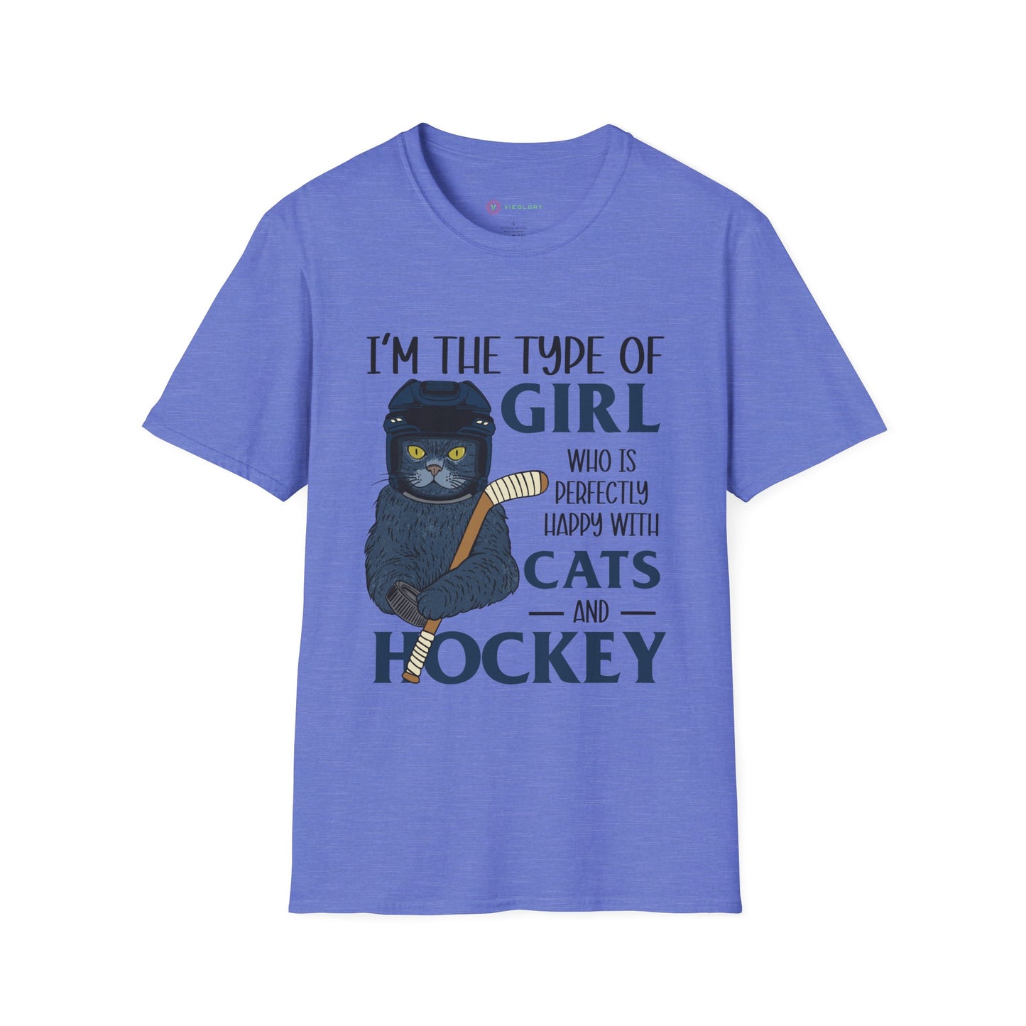 Perfectly Happy with Cats & Hockey Tee | Awesome Cat Mom Gift