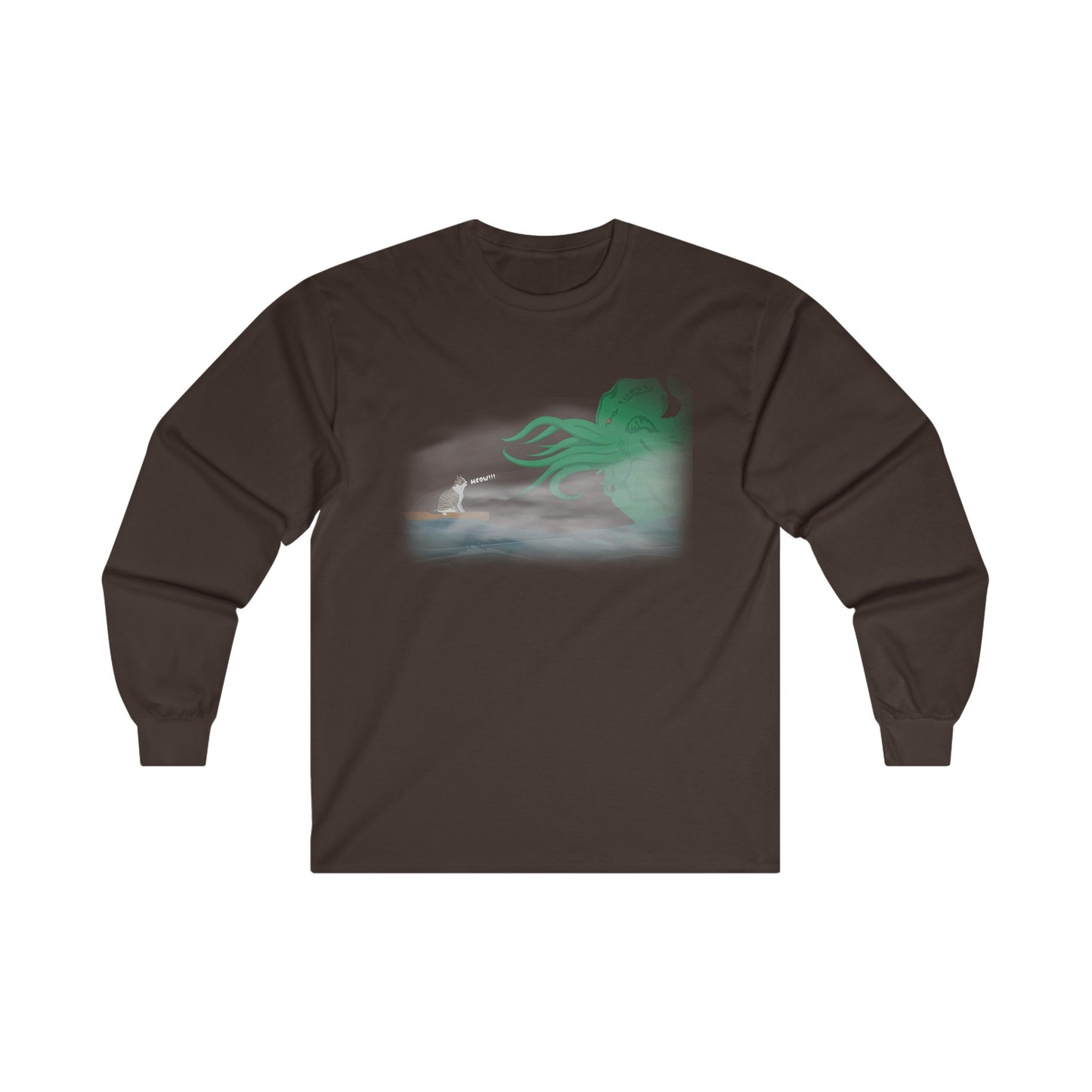Captain Kitty Cthulhu Graphic Long Sleeve | Mythical Cat Shirt