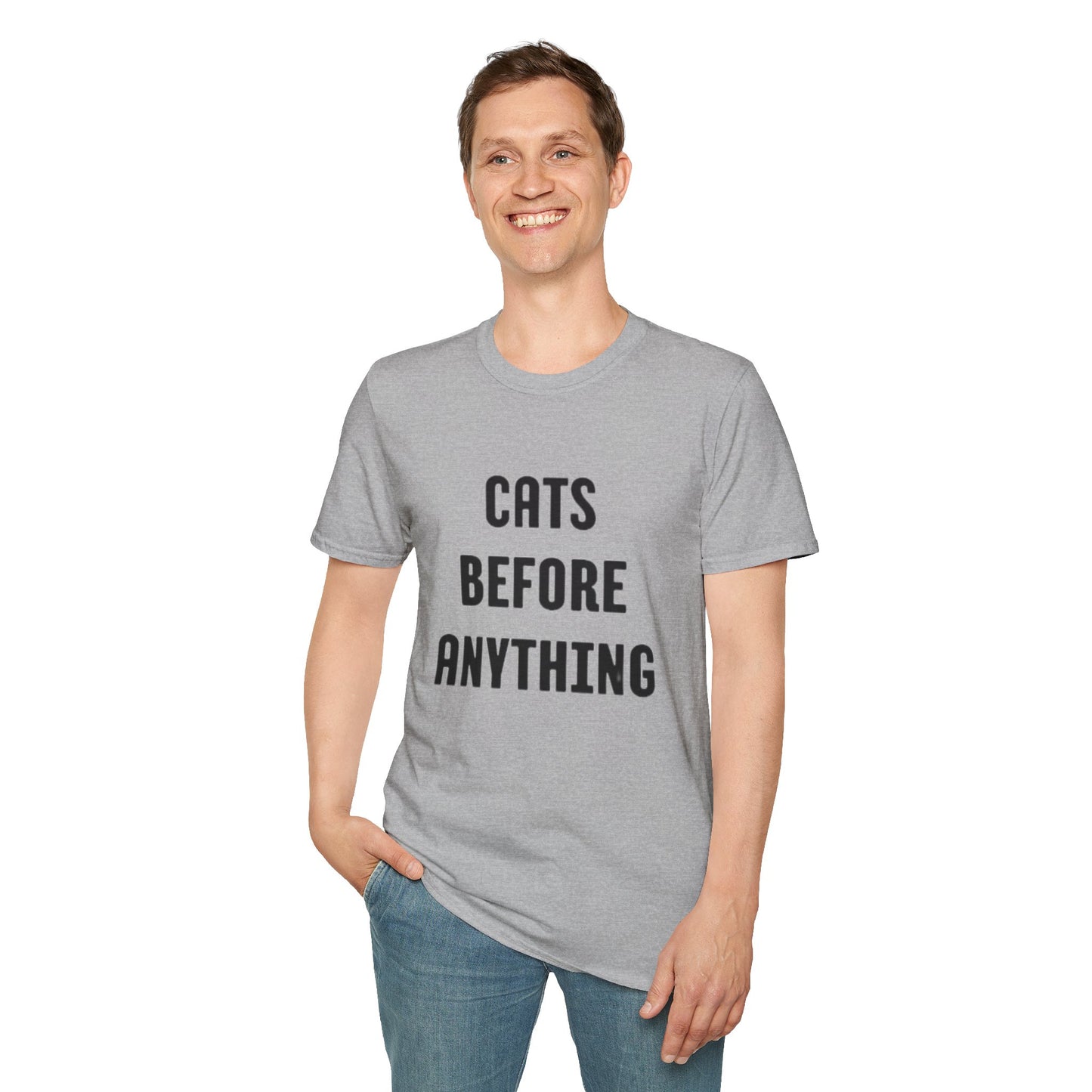 "Cats Before Anything" Premium Soft Tee | Funny Cat Shirt for Women & Men | Ultimate Cat Lover's Purr-fect Gift