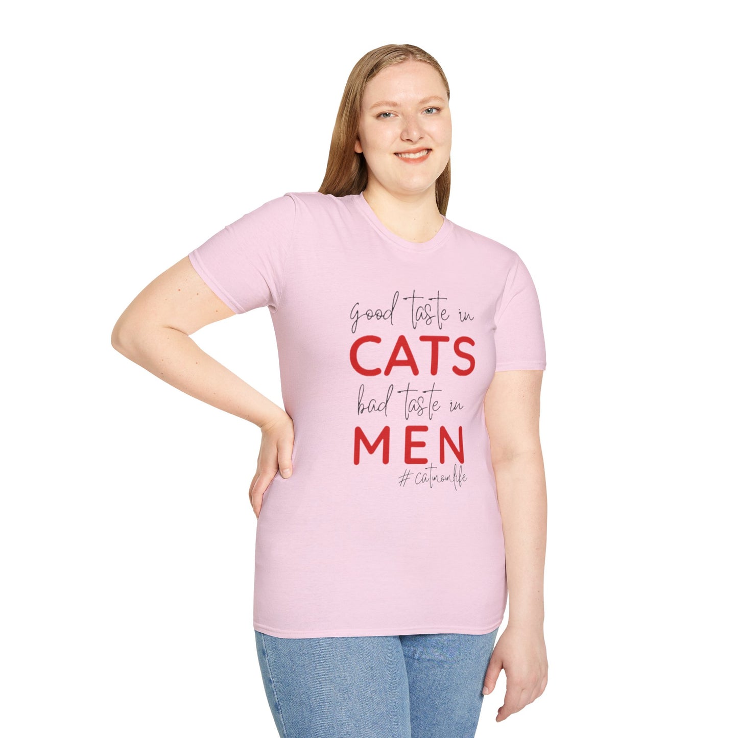 Good Taste in Cats, Bad Taste in Men T-Shirt | Hilarious Cat Mom Tee | Purr-fect Gift for Her!