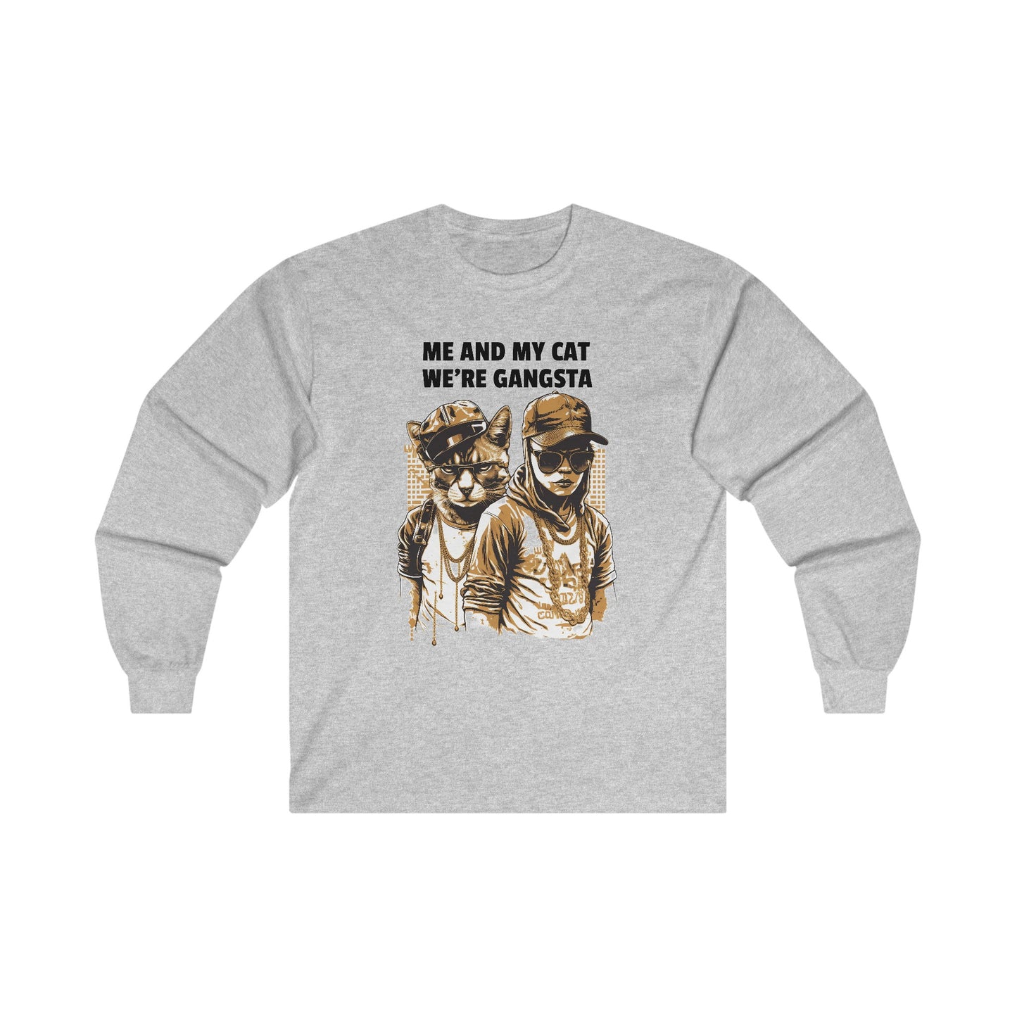 Urban Elegance: Sophisticated Feline Long Sleeve Shirt ๐พ