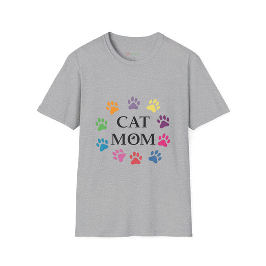 Paws-itively Purr-fect! 🐾 "Cat Mom" Vibes Unisex Tee | Ultra-Soft Cotton & Colorful Paws