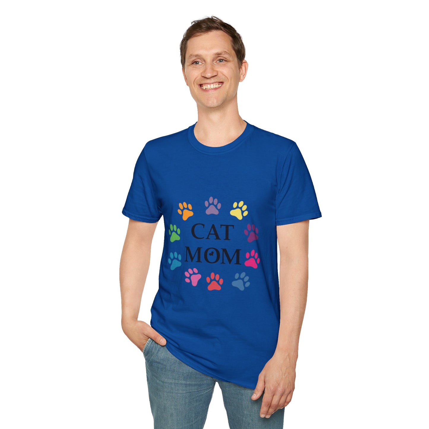 Paws-itively Purr-fect! 🐾 "Cat Mom" Vibes Unisex Tee | Ultra-Soft Cotton & Colorful Paws