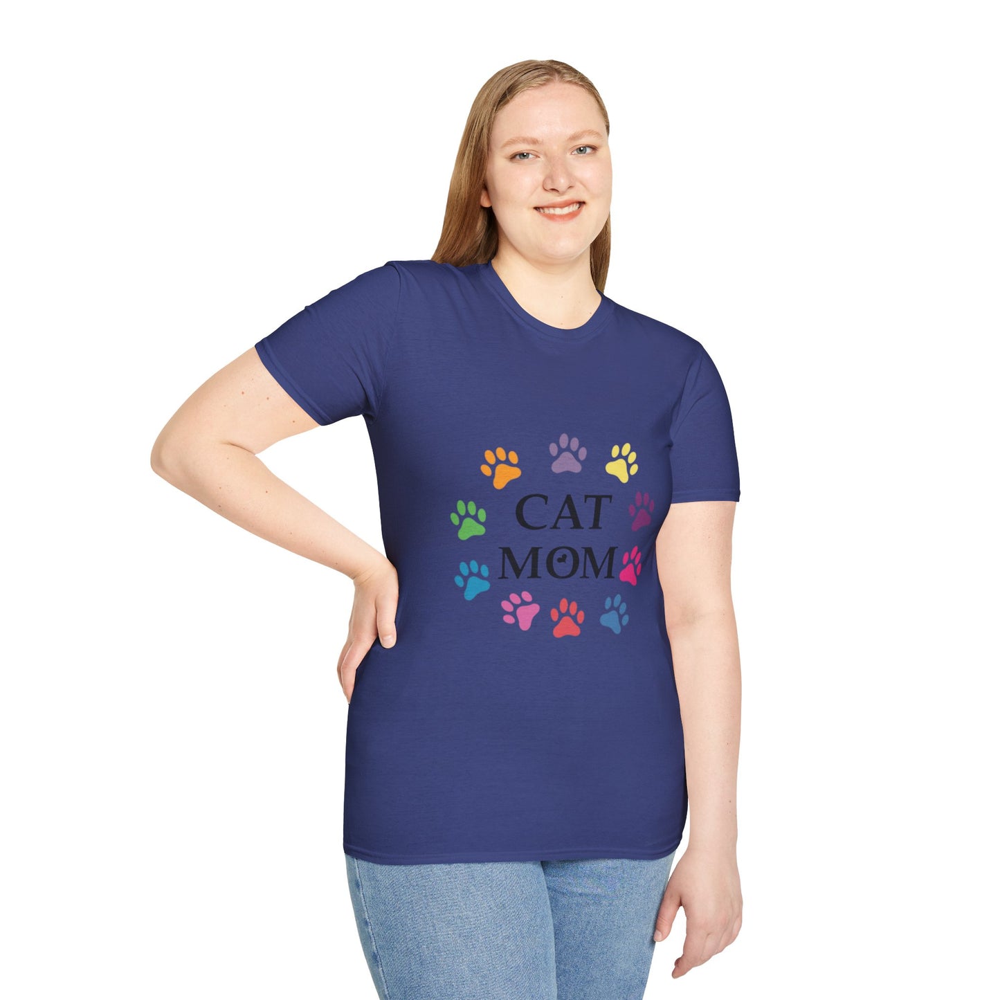 Paws-itively Purr-fect! 🐾 "Cat Mom" Vibes Unisex Tee | Ultra-Soft Cotton & Colorful Paws