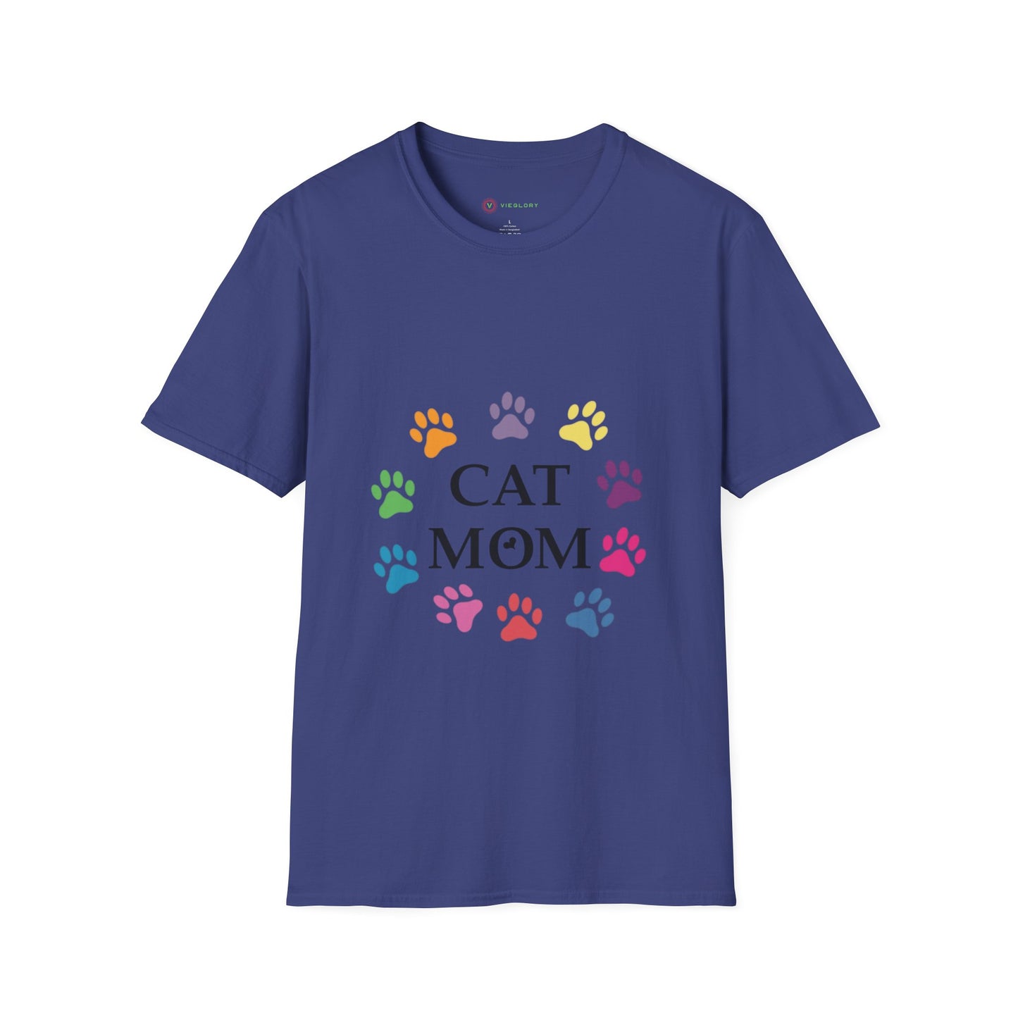 Paws-itively Purr-fect! 🐾 "Cat Mom" Vibes Unisex Tee | Ultra-Soft Cotton & Colorful Paws