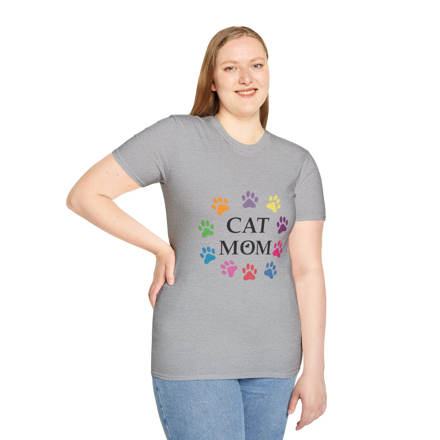 Paws-itively Purr-fect! 🐾 "Cat Mom" Vibes Unisex Tee | Ultra-Soft Cotton & Colorful Paws