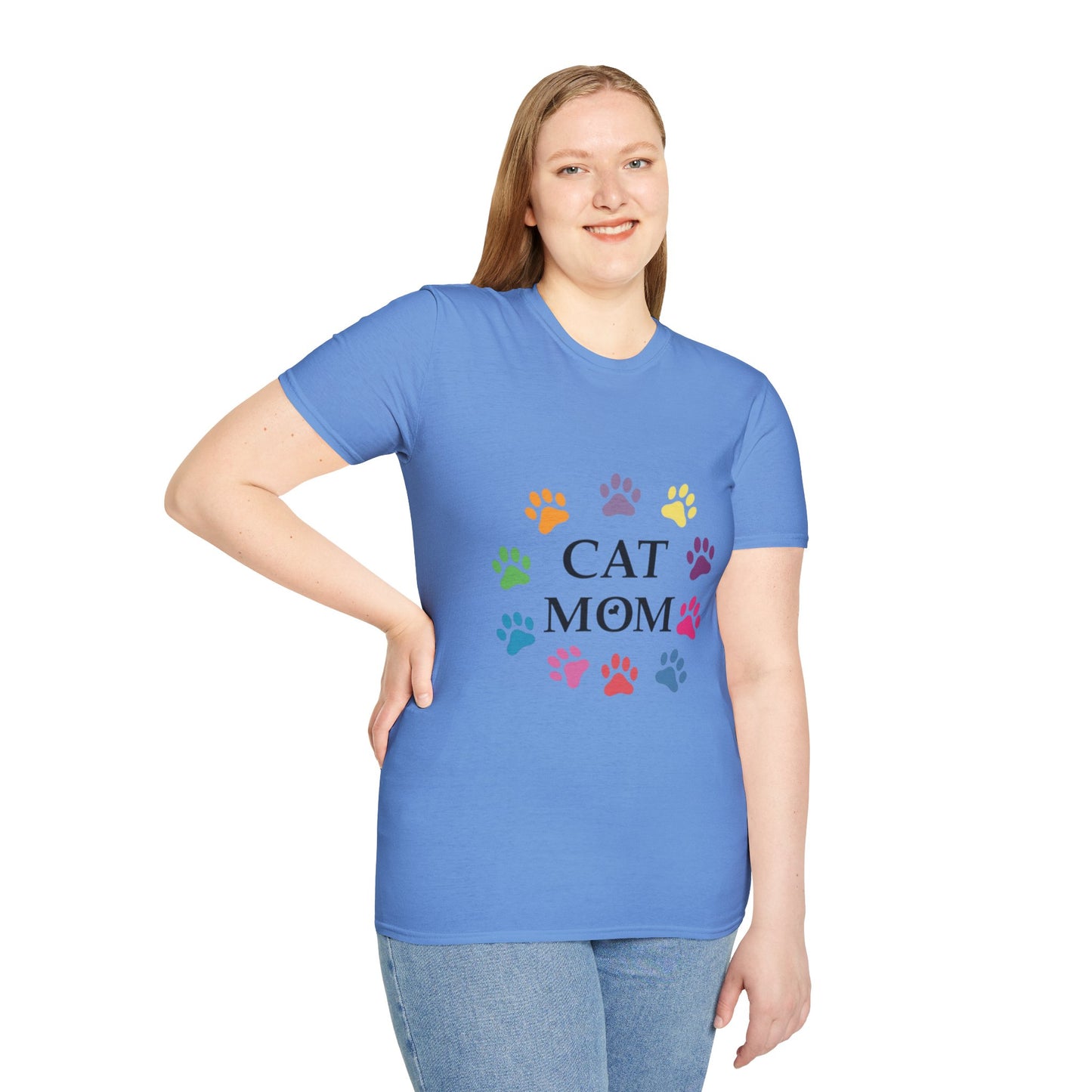 Paws-itively Purr-fect! 🐾 "Cat Mom" Vibes Unisex Tee | Ultra-Soft Cotton & Colorful Paws
