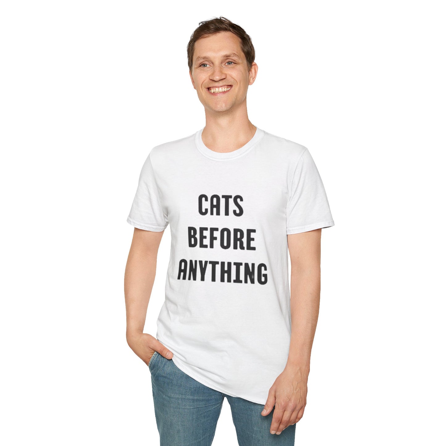 "Cats Before Anything" Premium Soft Tee | Funny Cat Shirt for Women & Men | Ultimate Cat Lover's Purr-fect Gift