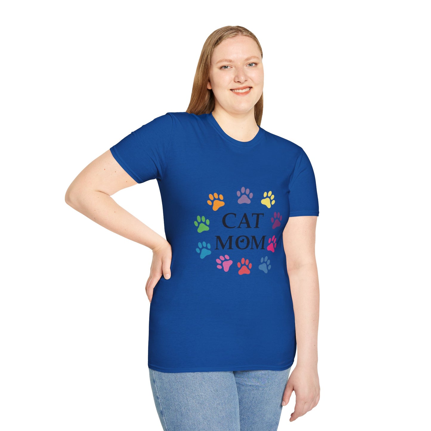 Paws-itively Purr-fect! 🐾 "Cat Mom" Vibes Unisex Tee | Ultra-Soft Cotton & Colorful Paws