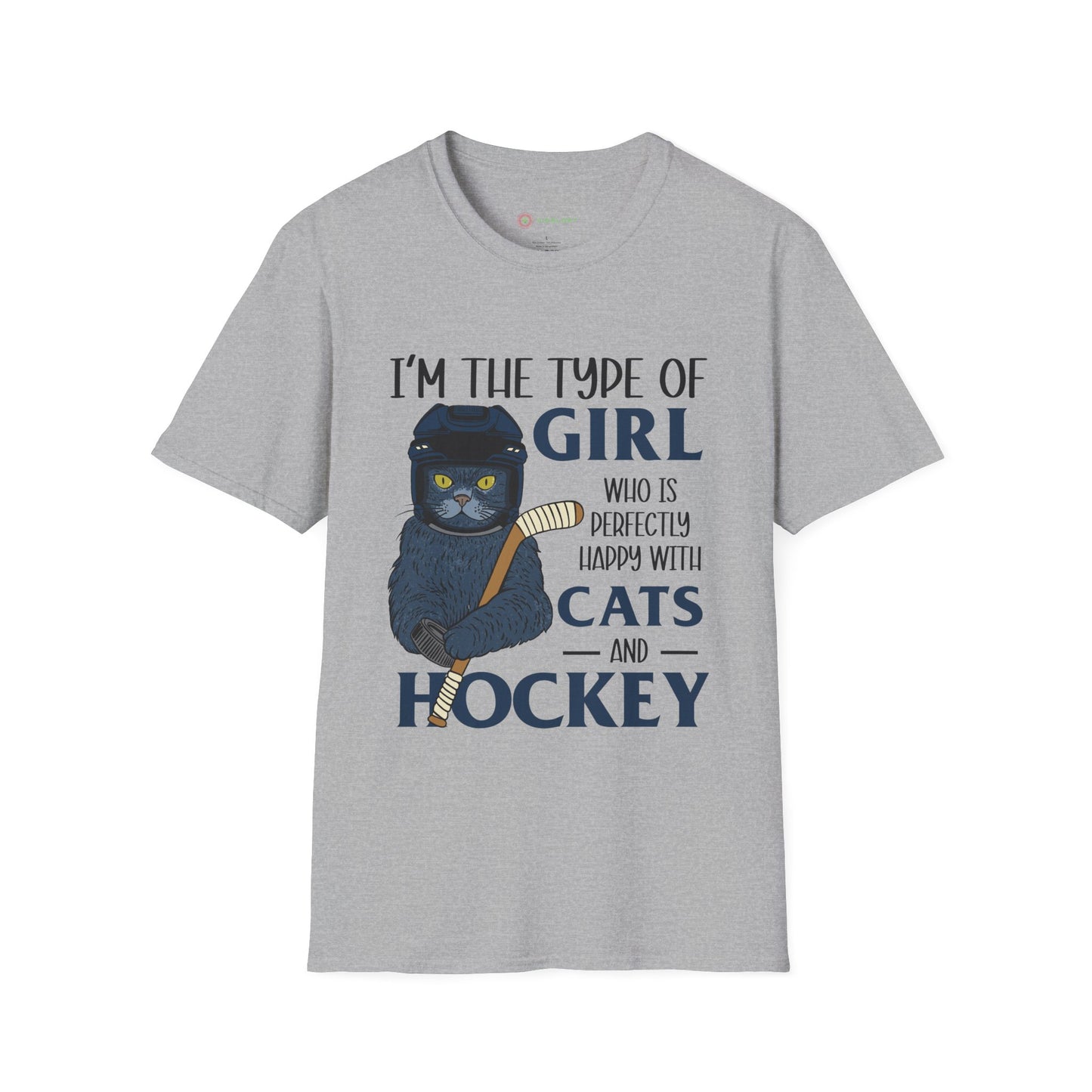 Perfectly Happy with Cats & Hockey Tee | Awesome Cat Mom Gift