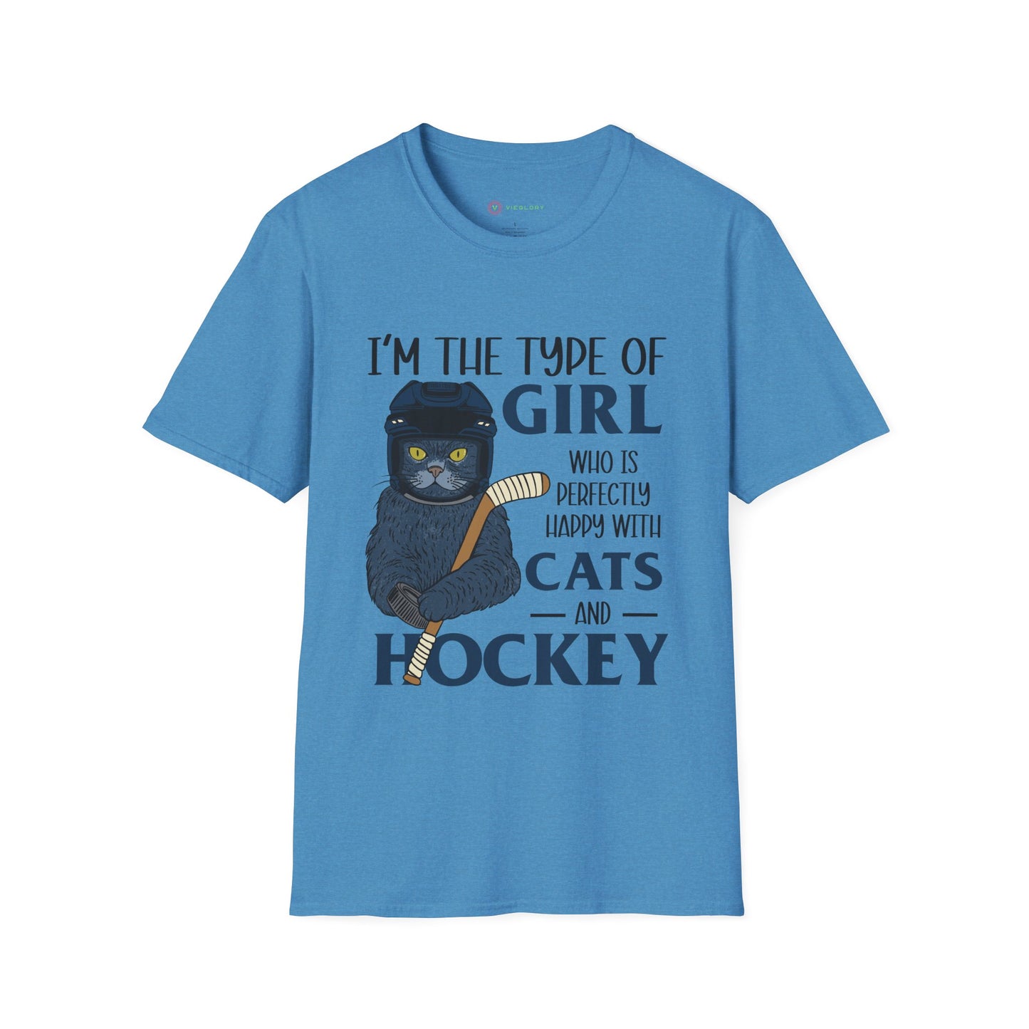 Perfectly Happy with Cats & Hockey Tee | Awesome Cat Mom Gift