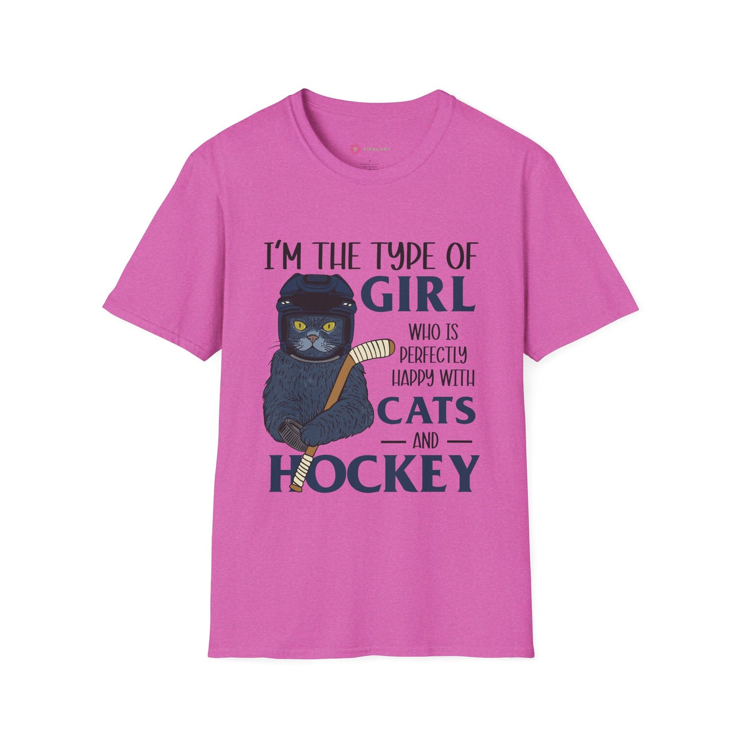 Perfectly Happy with Cats & Hockey Tee | Awesome Cat Mom Gift