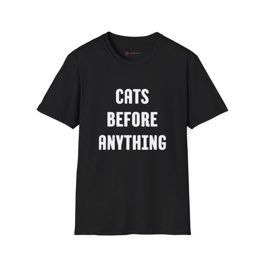 "Cats Before Anything" Premium Soft Tee | Funny Cat Shirt for Women & Men | Ultimate Cat Lover's Purr-fect Gift
