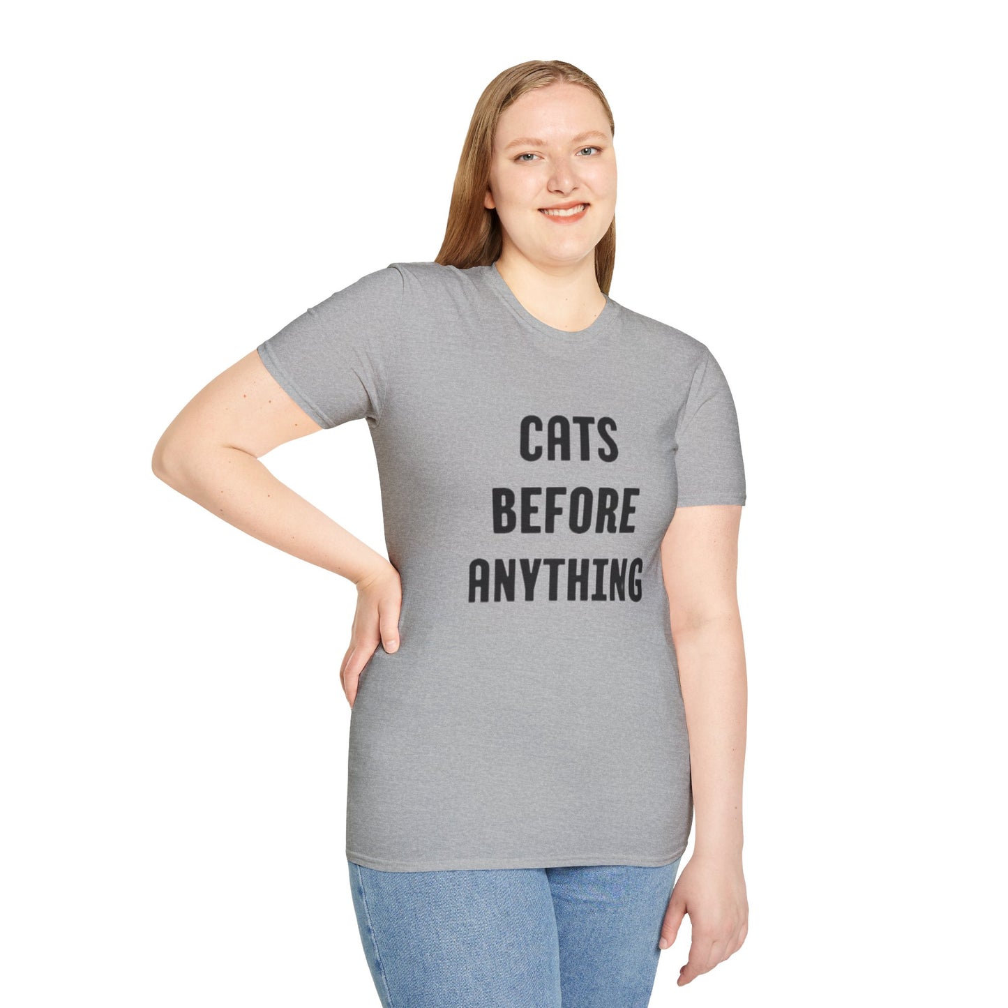 "Cats Before Anything" Premium Soft Tee | Funny Cat Shirt for Women & Men | Ultimate Cat Lover's Purr-fect Gift