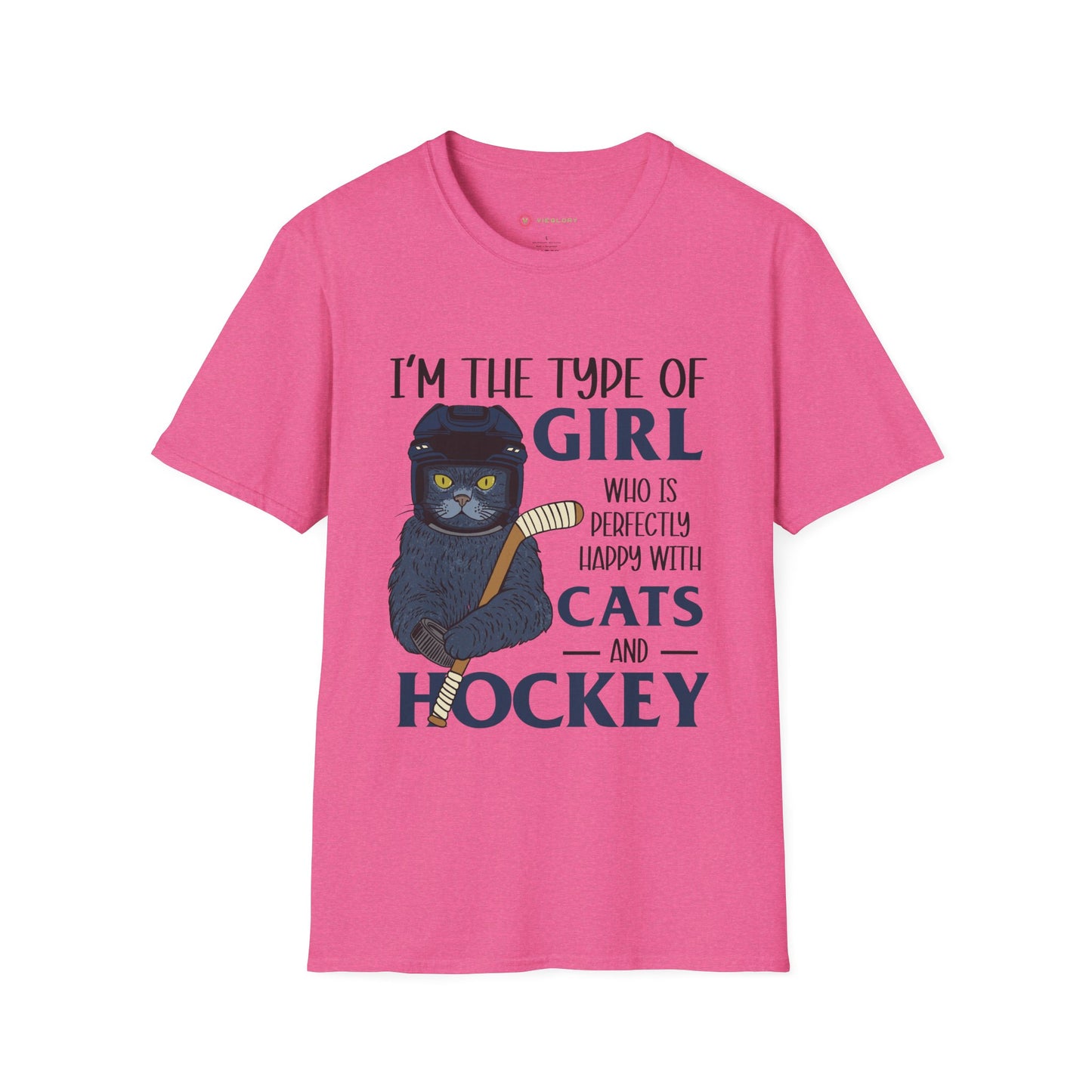 Perfectly Happy with Cats & Hockey Tee | Awesome Cat Mom Gift