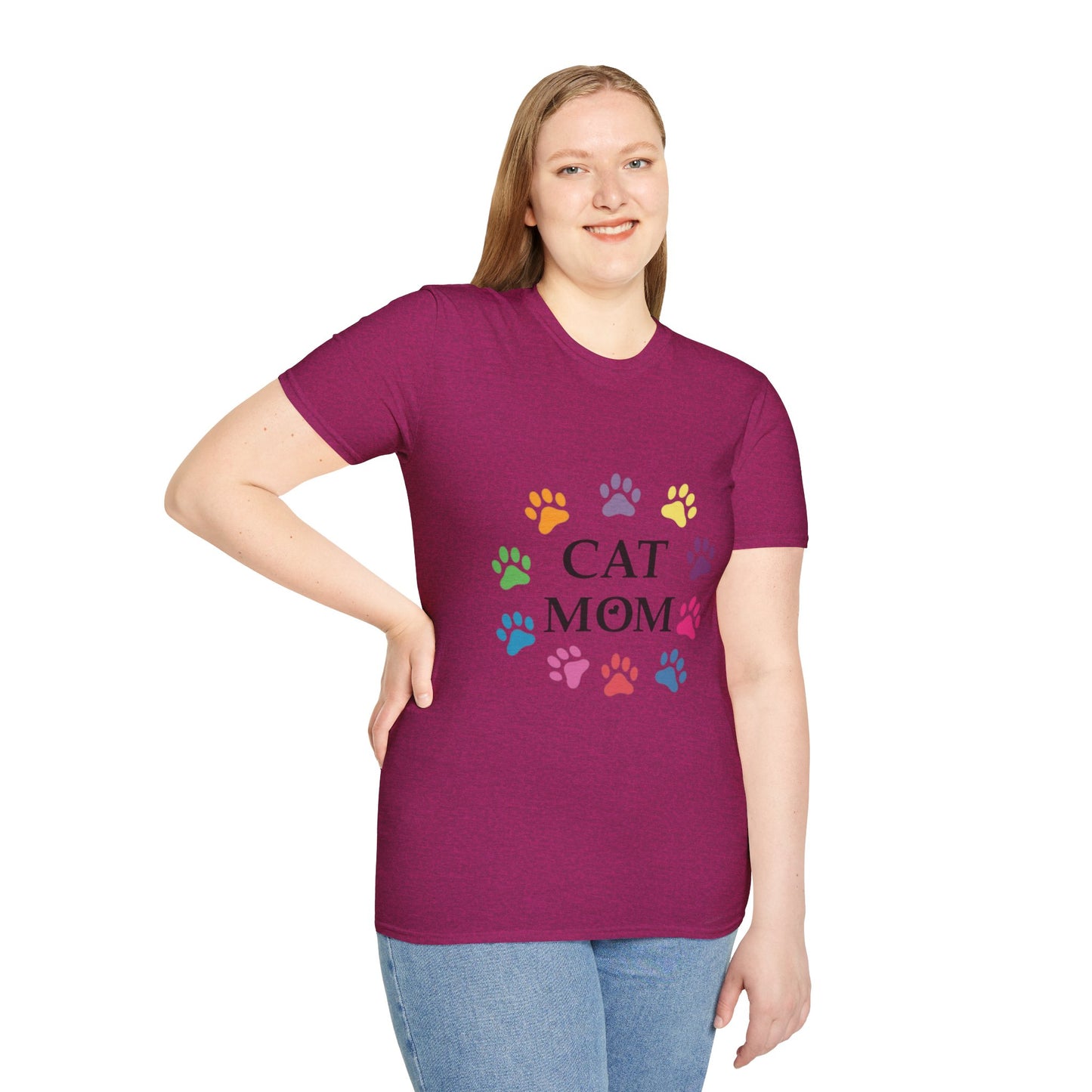 Paws-itively Purr-fect! 🐾 "Cat Mom" Vibes Unisex Tee | Ultra-Soft Cotton & Colorful Paws
