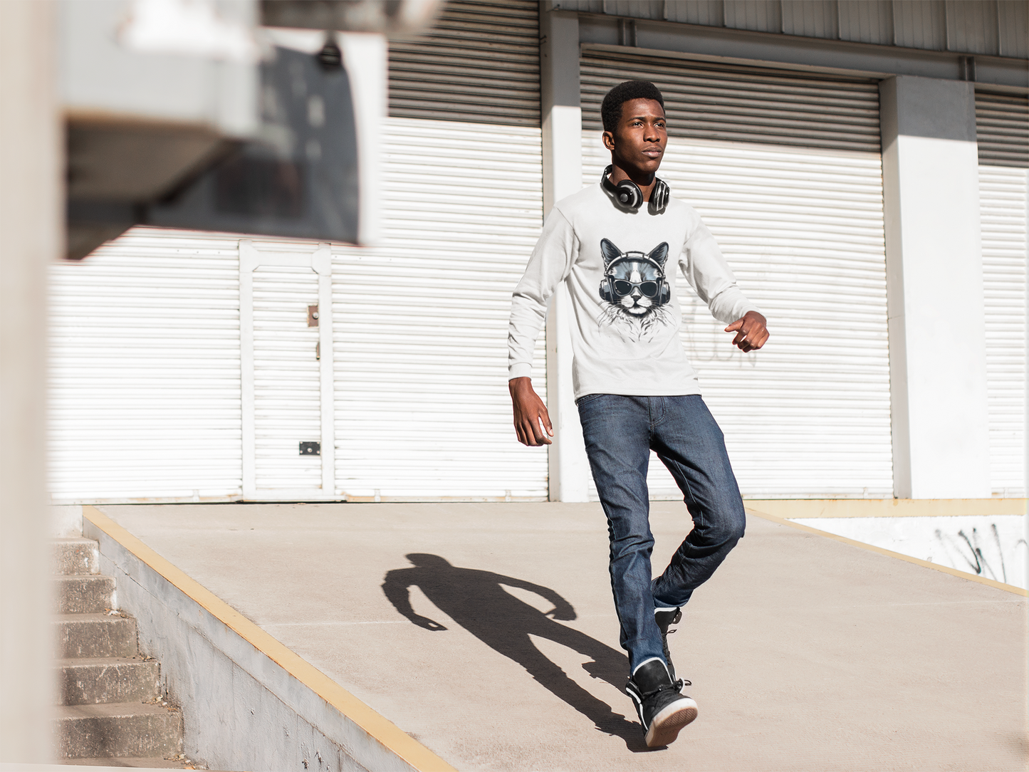 DJ Cat Long Sleeve Tee - Drop the Beat! 🎧😎