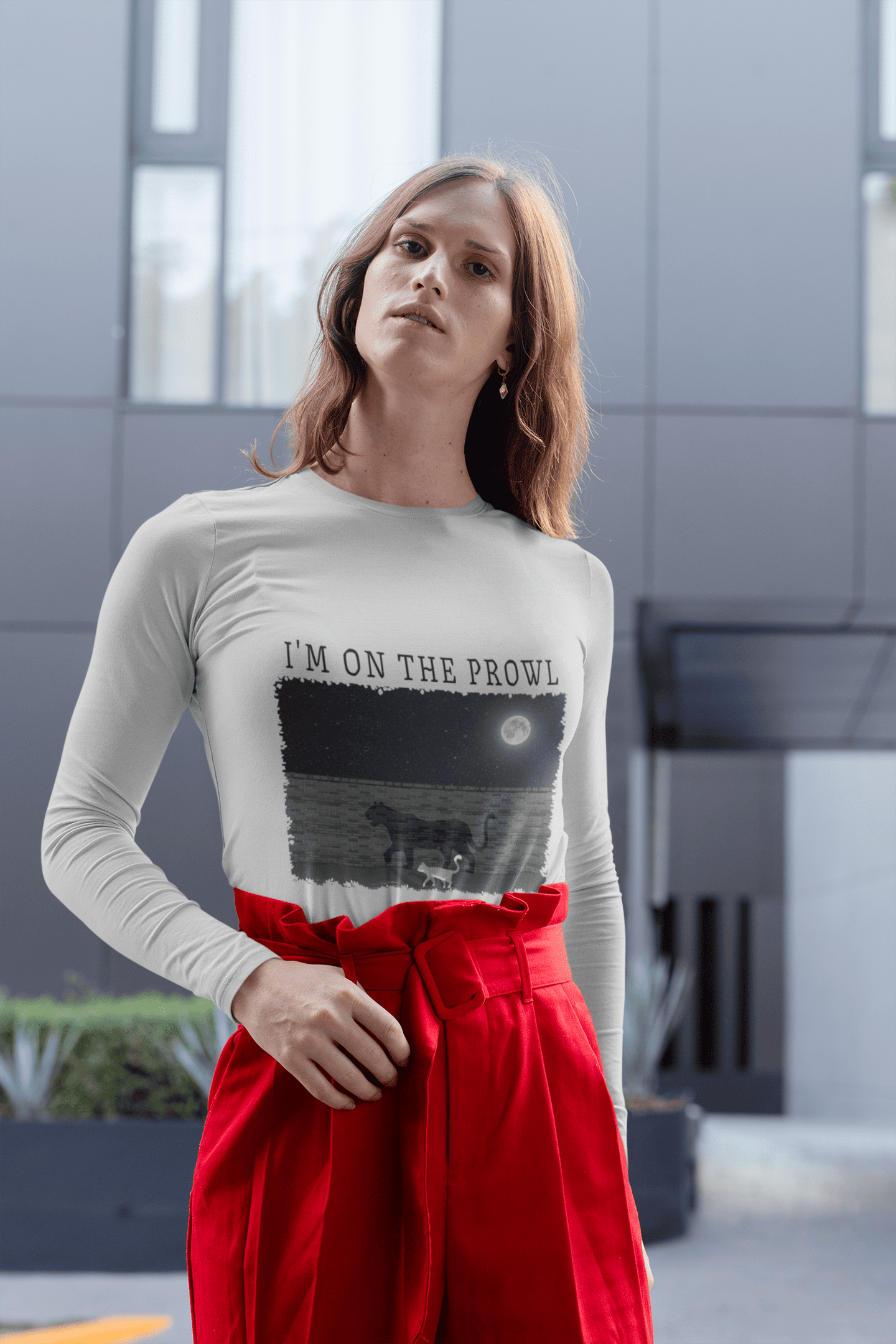"Shadow Prowl" Eco-Chic Long Sleeve Tee – Moonlit Mischief 🌑🐈⬛