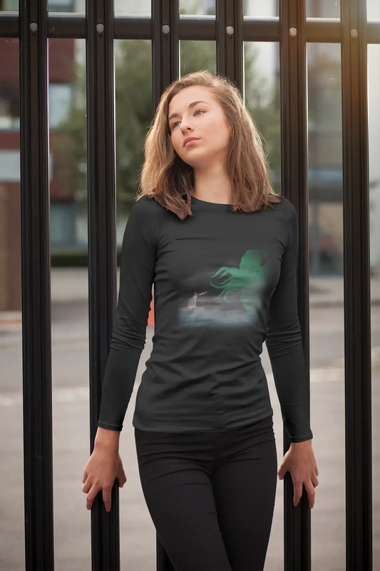Captain Kitty Cthulhu Graphic Long Sleeve | Mythical Cat Shirt