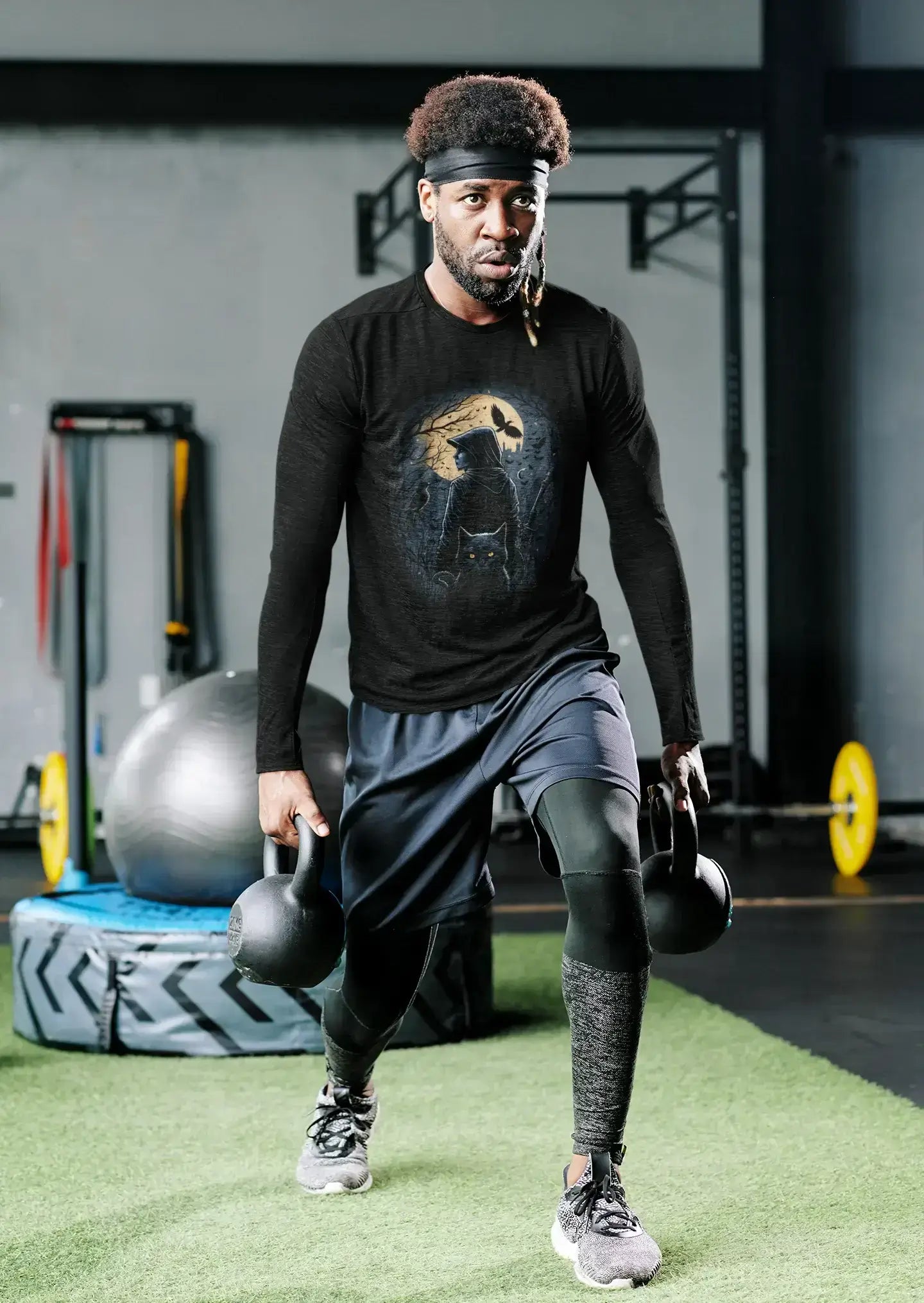 Moonlit Guardian Long Sleeve Tee | Gothic Cat & Raven 🌙🐈⬛