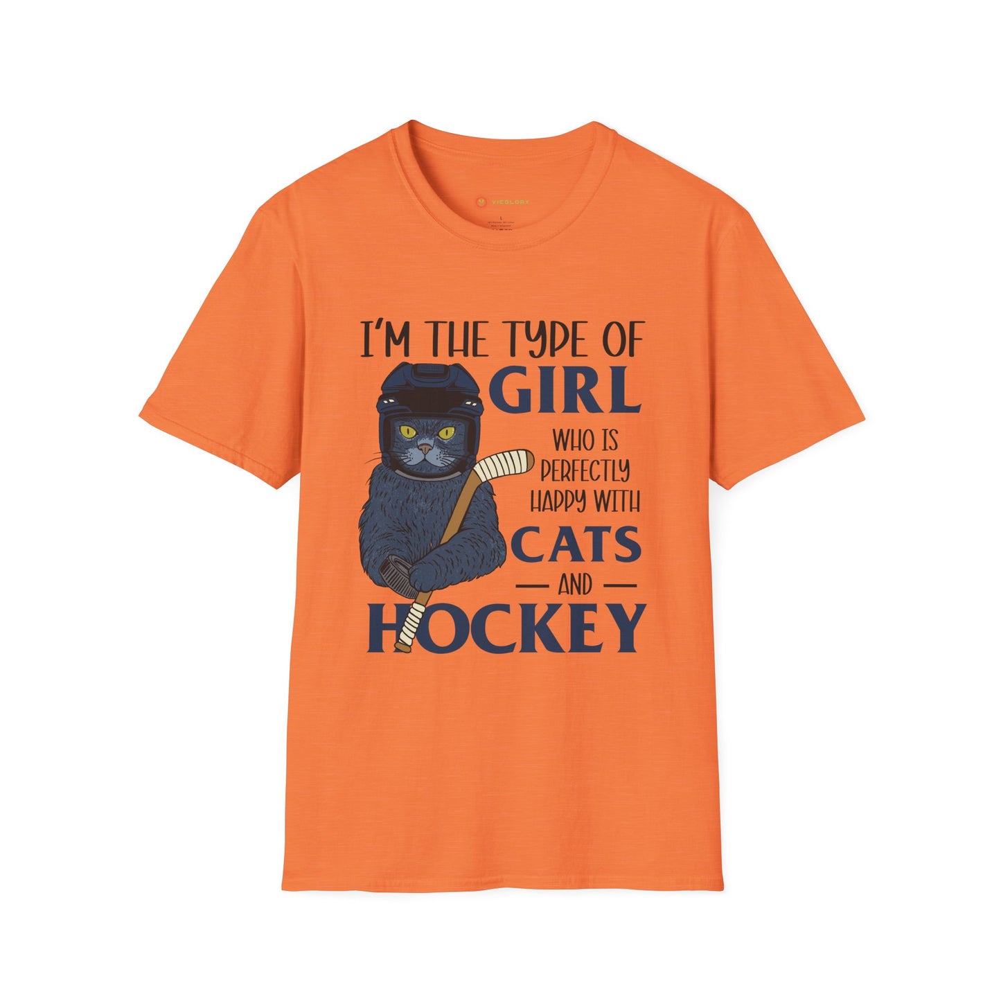 Perfectly Happy with Cats & Hockey Tee | Awesome Cat Mom Gift