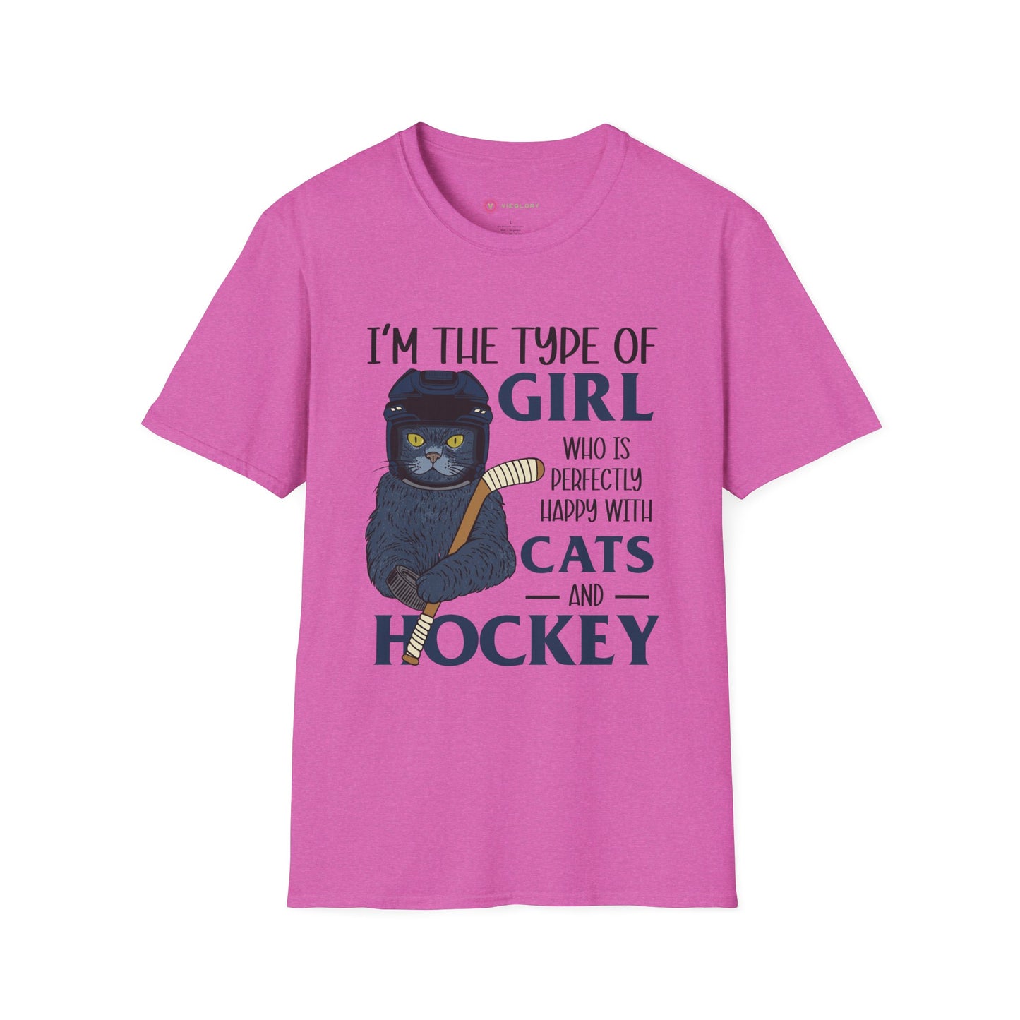 Perfectly Happy with Cats & Hockey Tee | Awesome Cat Mom Gift