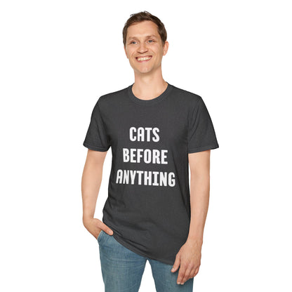 "Cats Before Anything" Premium Soft Tee | Funny Cat Shirt for Women & Men | Ultimate Cat Lover's Purr-fect Gift