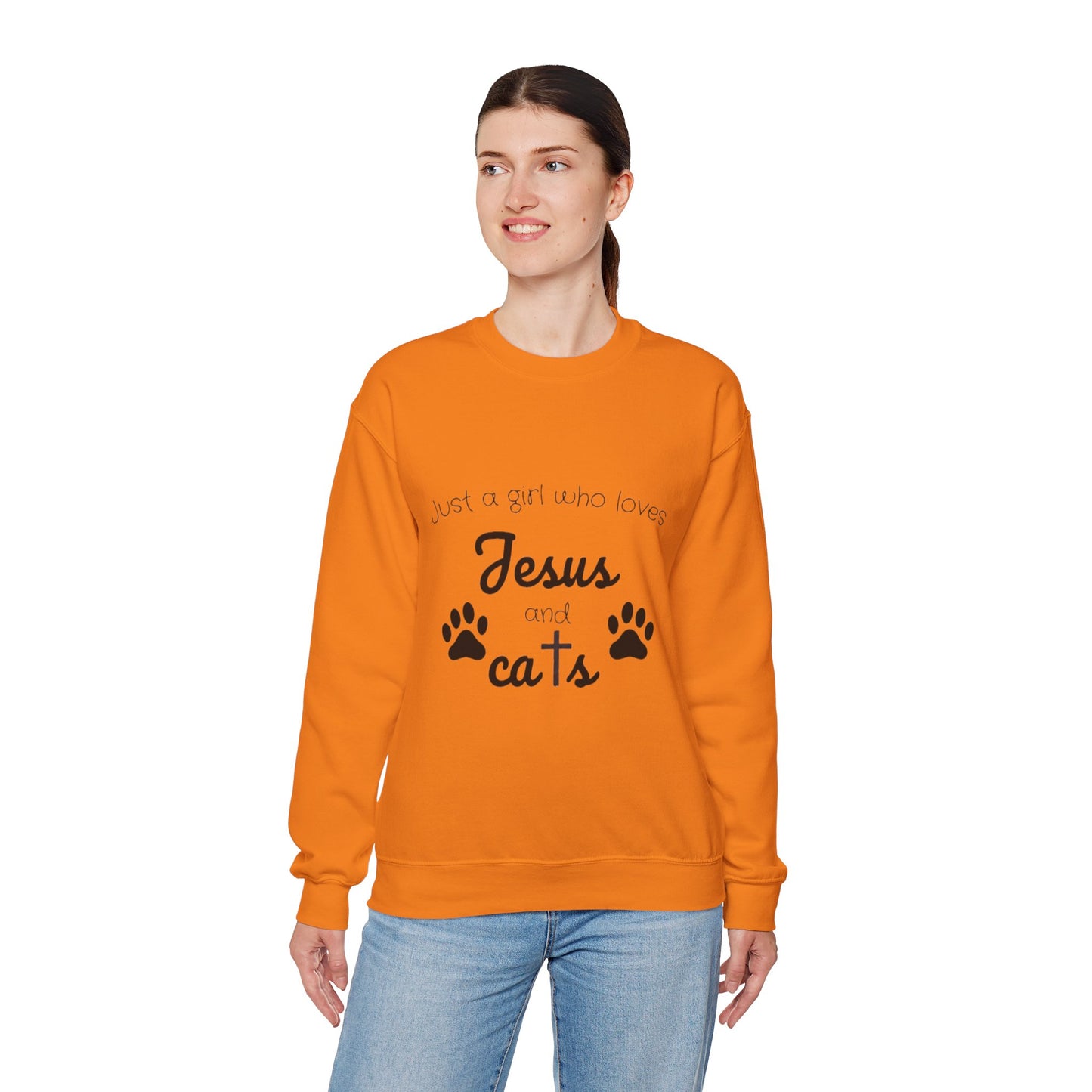 'Jesus & Cats' Sweatshirt | Christian Faith & Feline Lover Cozy Crewneck