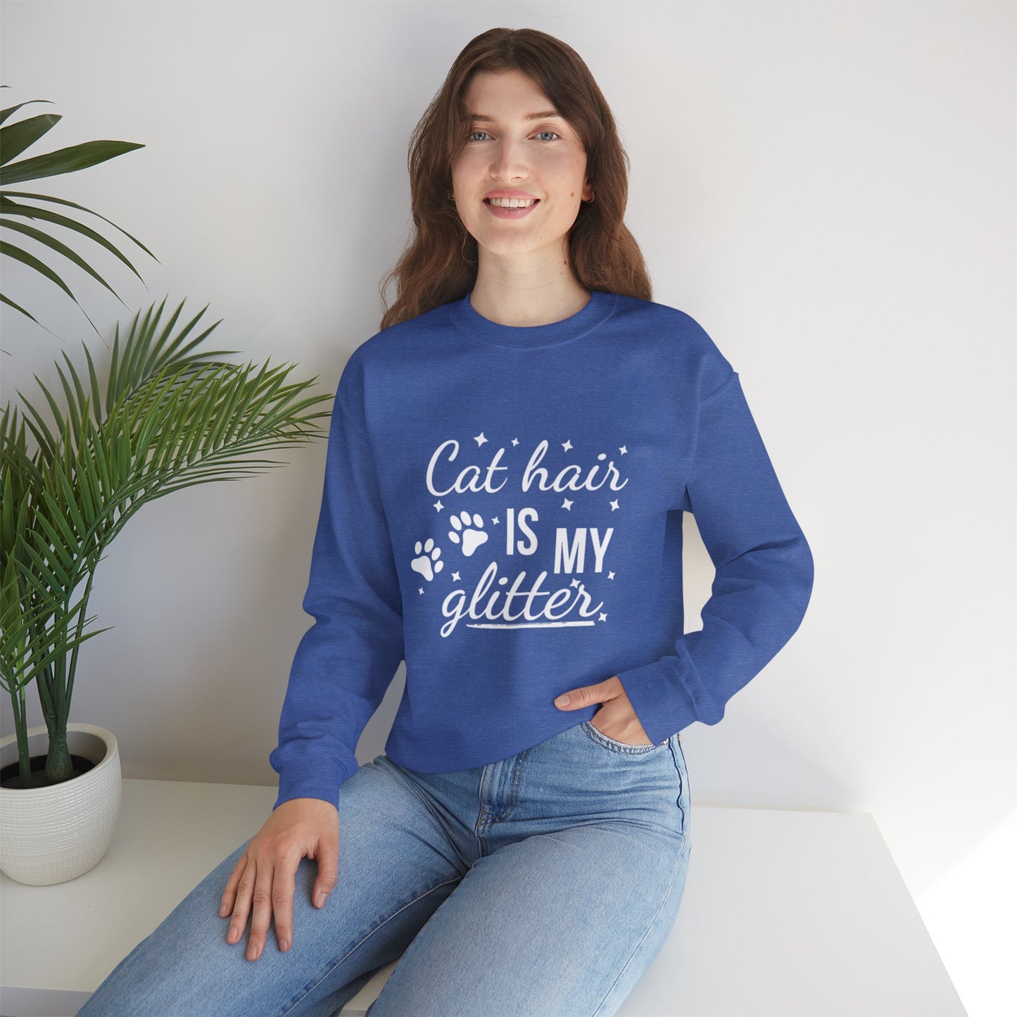 'Cat Hair is My Glitter' Sweatshirt - Durable Cat Lover Gift