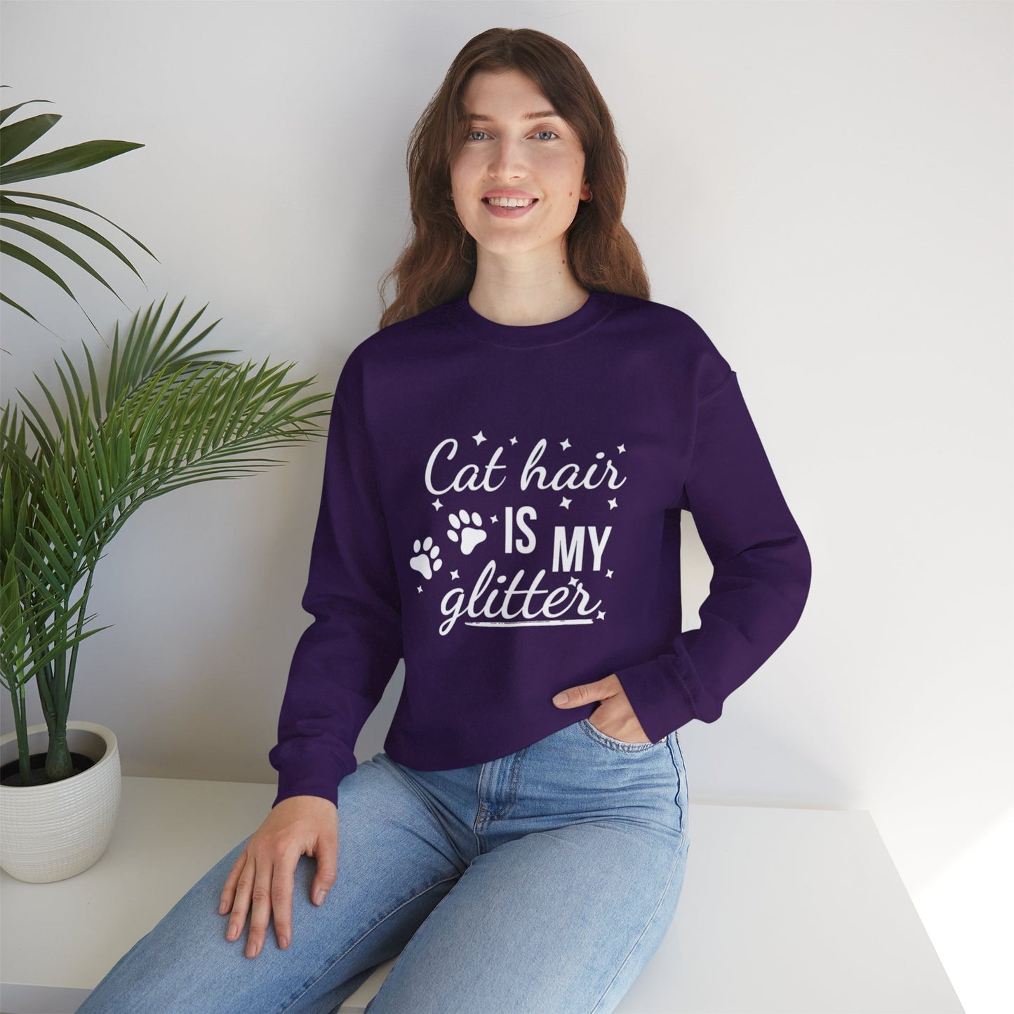 'Cat Hair is My Glitter' Sweatshirt - Durable Cat Lover Gift