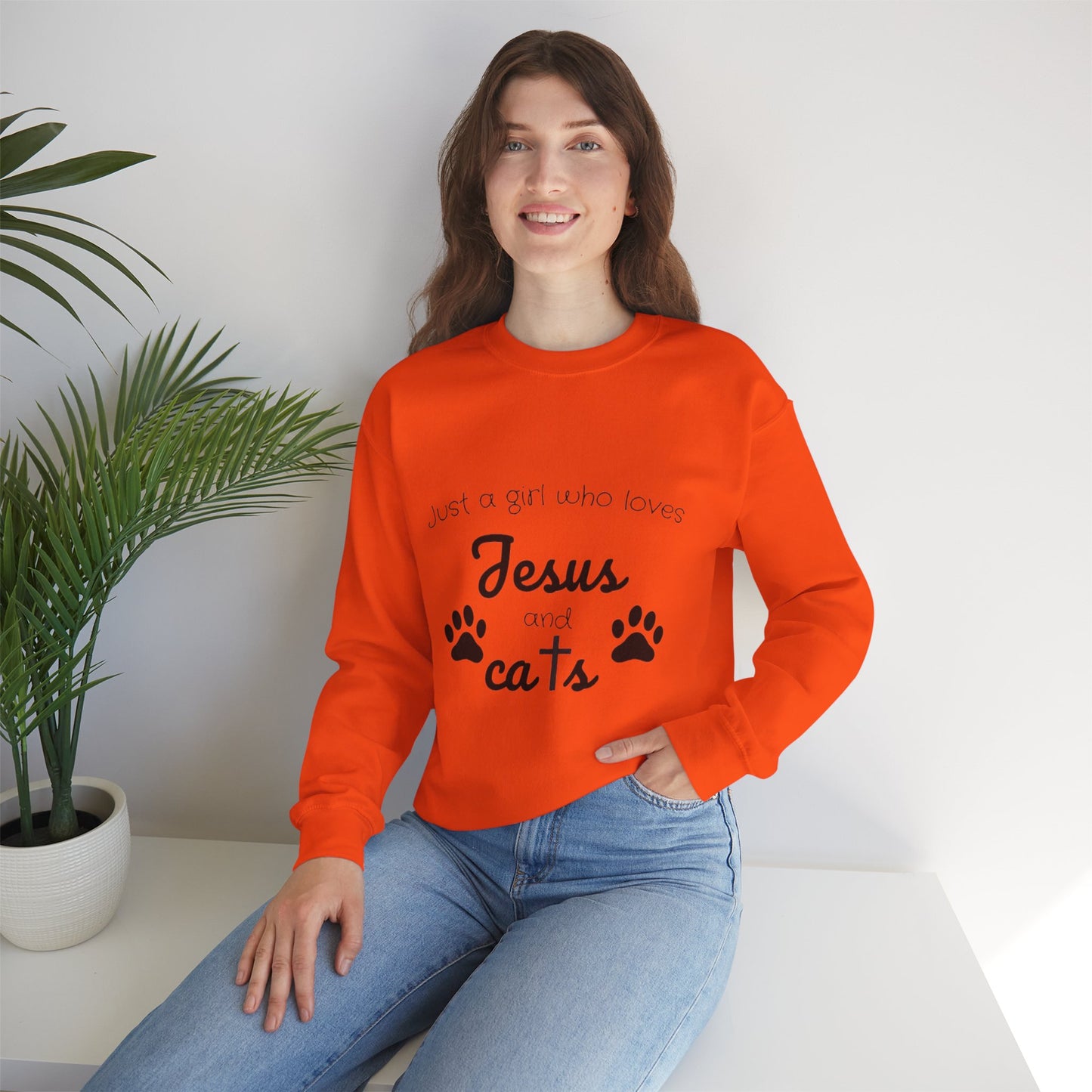 'Jesus & Cats' Sweatshirt | Christian Faith & Feline Lover Cozy Crewneck