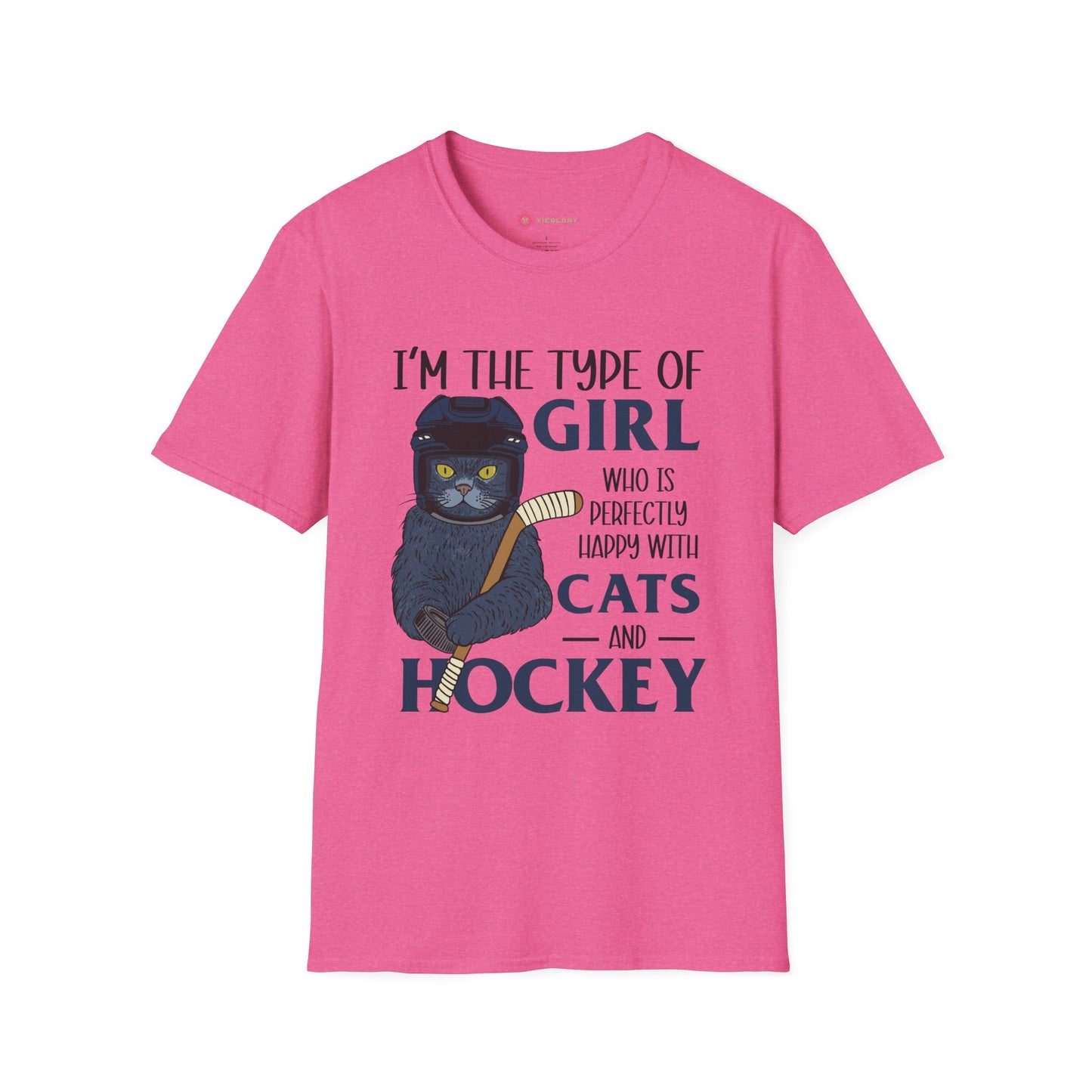 Perfectly Happy with Cats & Hockey Tee | Awesome Cat Mom Gift