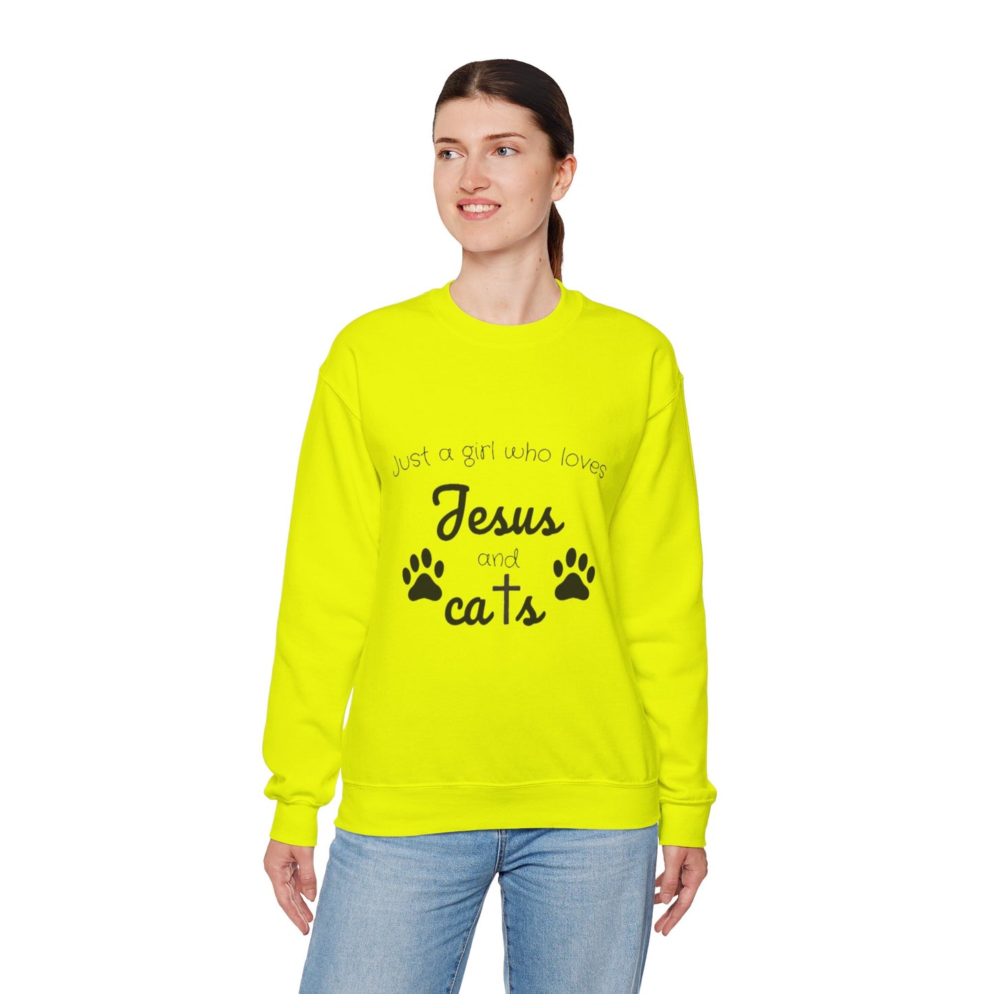 'Jesus & Cats' Sweatshirt | Christian Faith & Feline Lover Cozy Crewneck