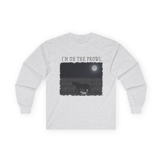 "Shadow Prowl" Eco-Chic Long Sleeve Tee – Moonlit Mischief 🌑🐈‍⬛