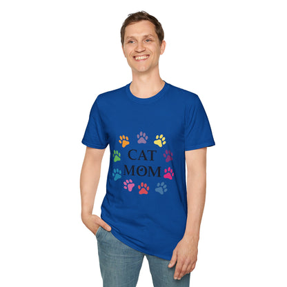 Paws-itively Purr-fect! 🐾 "Cat Mom" Vibes Unisex Tee | Ultra-Soft Cotton & Colorful Paws