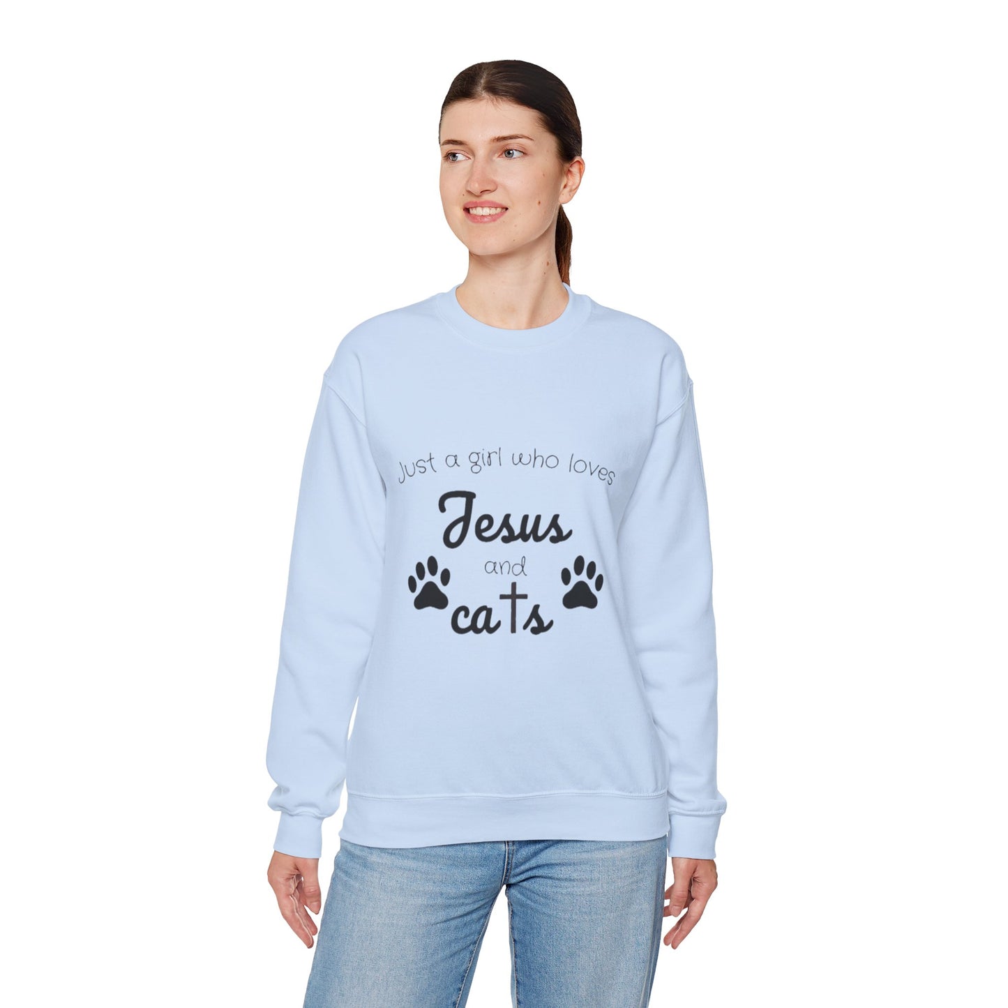 'Jesus & Cats' Sweatshirt | Christian Faith & Feline Lover Cozy Crewneck