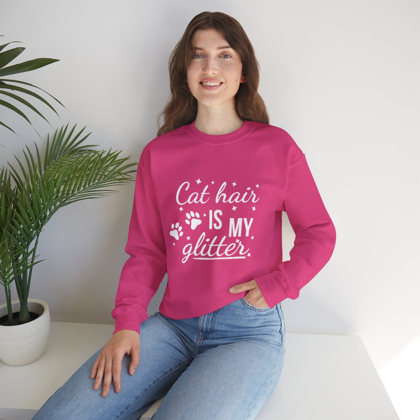'Cat Hair is My Glitter' Sweatshirt - Durable Cat Lover Gift