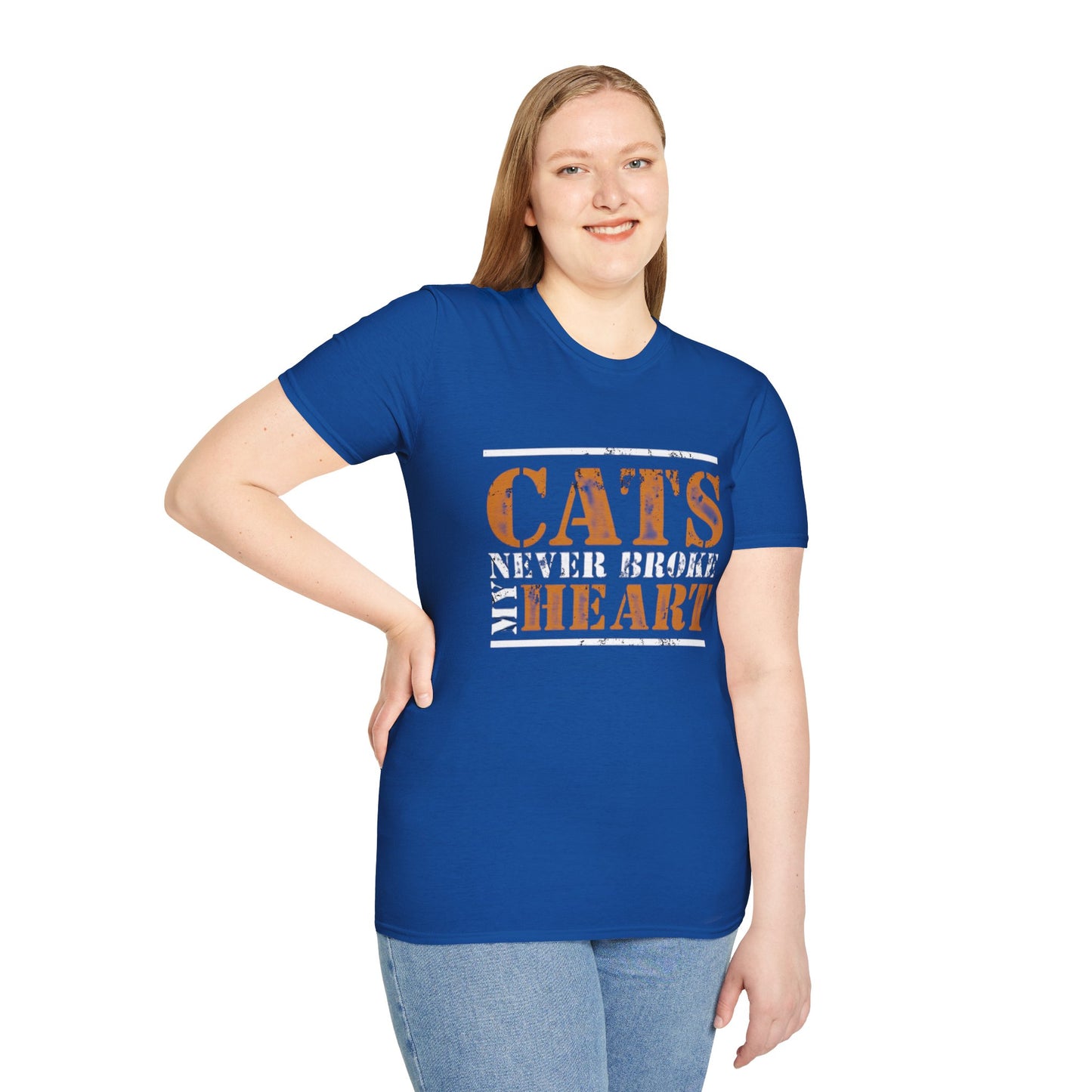 "Cats Never Broke My Heart" Premium Soft Tee | Ultimate Cat Lover Gift | Funny Feline Fashion