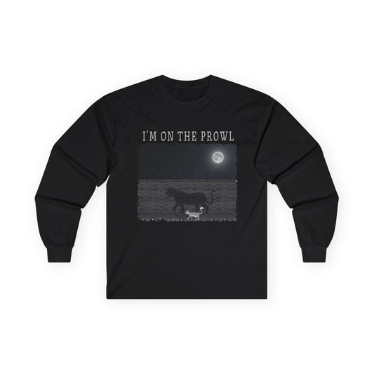 "Shadow Prowl" Eco-Chic Long Sleeve Tee – Moonlit Mischief 🌑🐈‍⬛