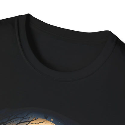 🔥 Shadow Seeker Unisex T-Shirt – Mystical Night, Black Cat & Moonlit Adventure 🌙🐈‍⬛