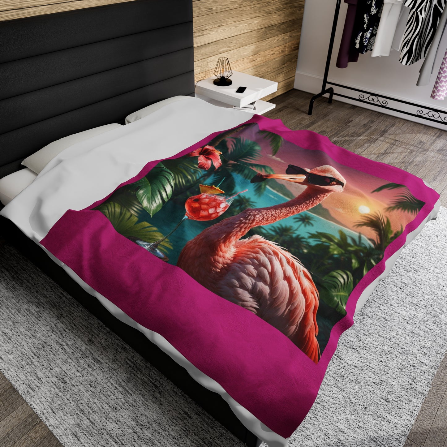 Flamingo Paradise Velveteen Plush Blanket