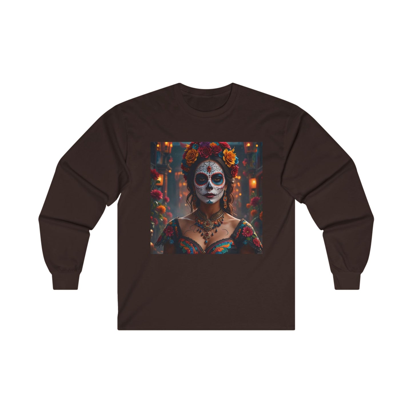 🌺💀 Catrina's Whisper: Mystical Long-Sleeve Tee 💀🌺