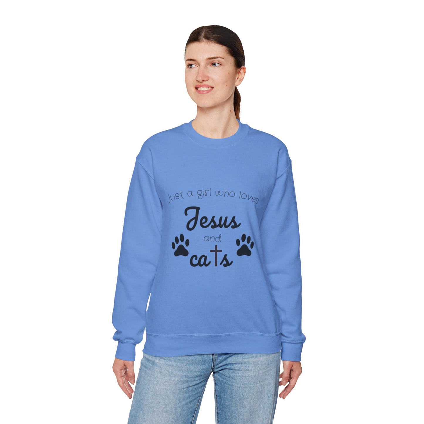 'Jesus & Cats' Sweatshirt | Christian Faith & Feline Lover Cozy Crewneck