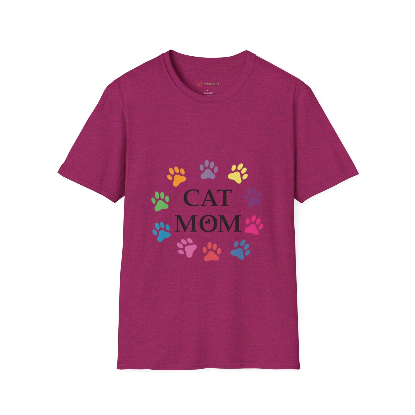 Paws-itively Purr-fect! 🐾 "Cat Mom" Vibes Unisex Tee | Ultra-Soft Cotton & Colorful Paws