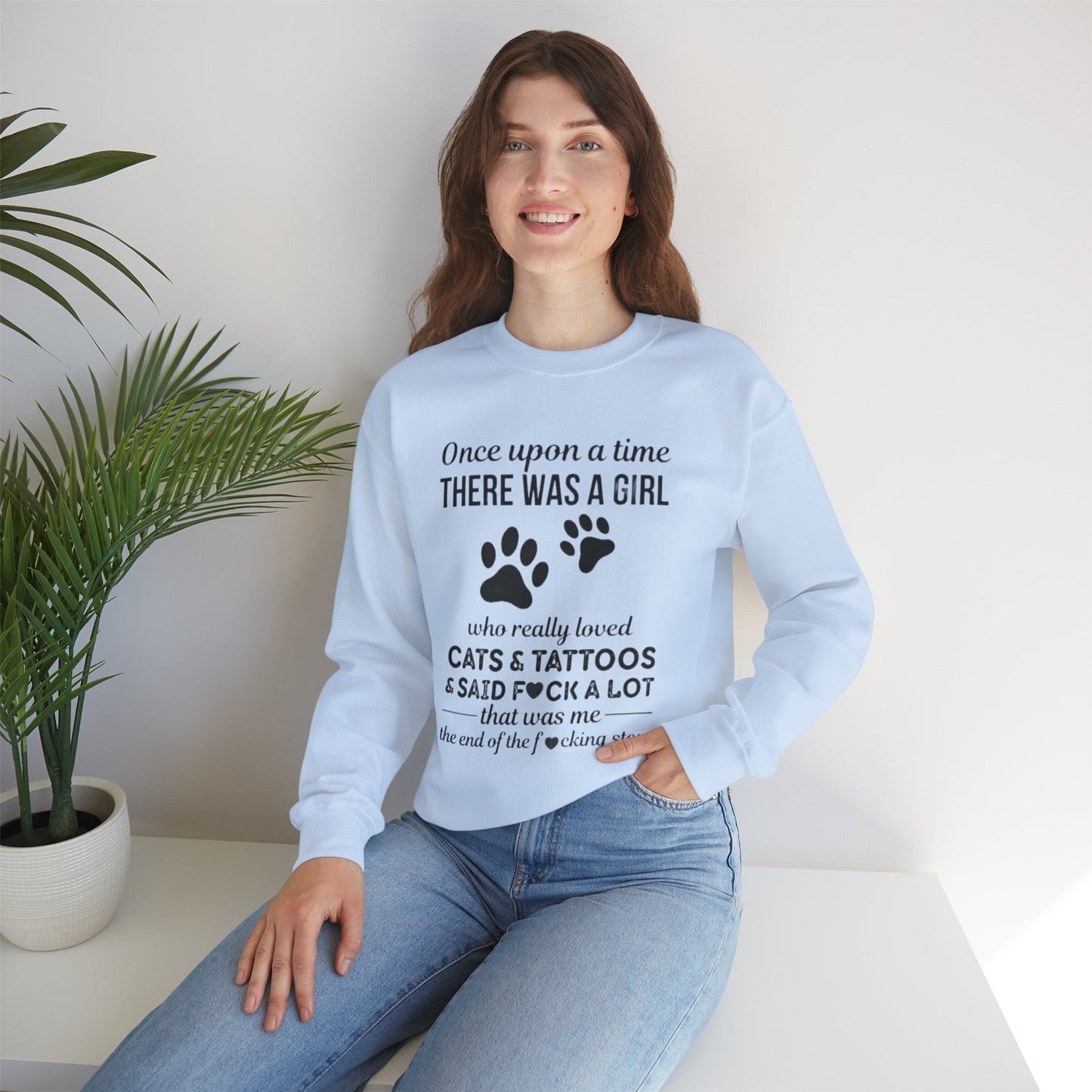 Cats, Tattoos & Cuss Words – Funny Cat Lover Sweatshirt