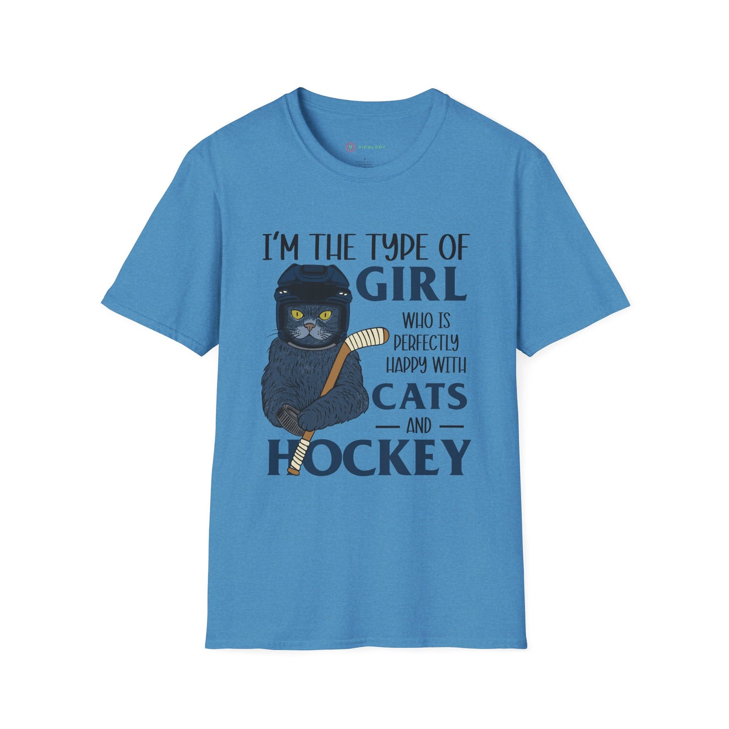Perfectly Happy with Cats & Hockey Tee | Awesome Cat Mom Gift