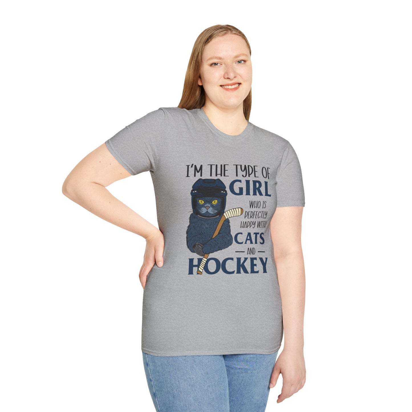 Perfectly Happy with Cats & Hockey Tee | Awesome Cat Mom Gift